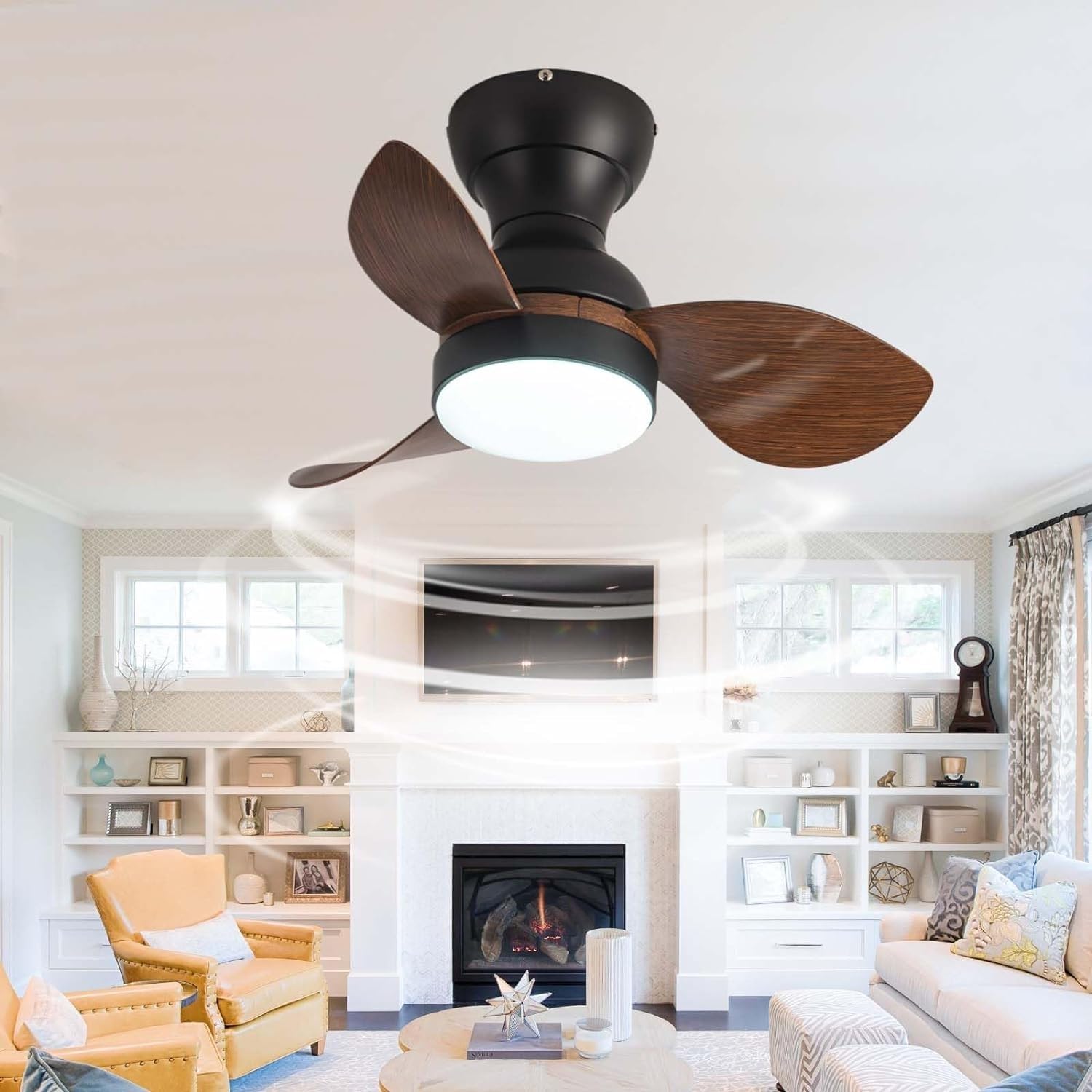 ventilatore da soffitto con luce potente