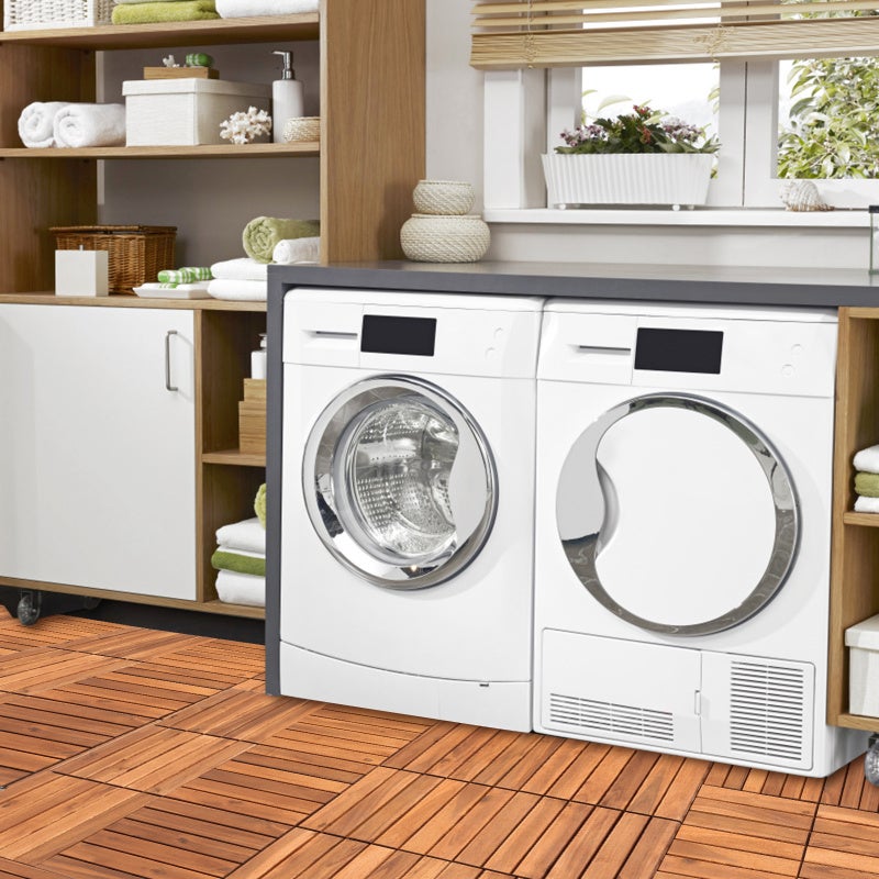 Dalles de terrasse aspect bois résistant aux intempéries 11x unités avec système d'encliquetage 30x30cm - 7