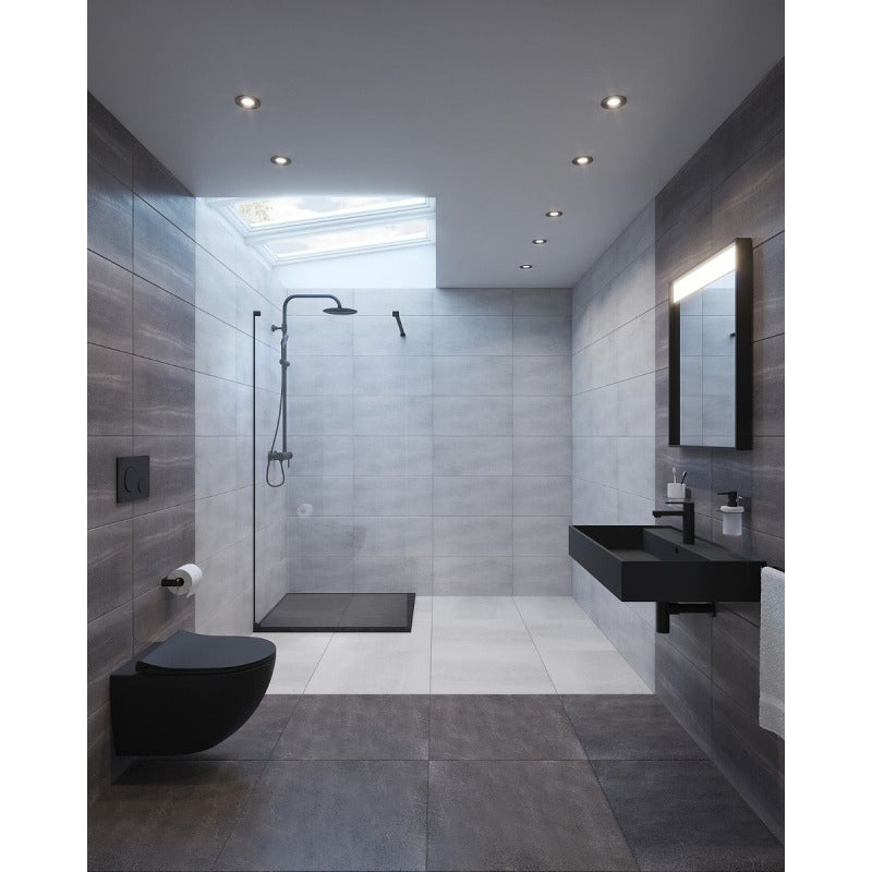 Colonne de douche avec mitigeur mécanique + Douche de tête 200mm + Douchette 3 jets, Noir mat (SATSSPKC) - 4