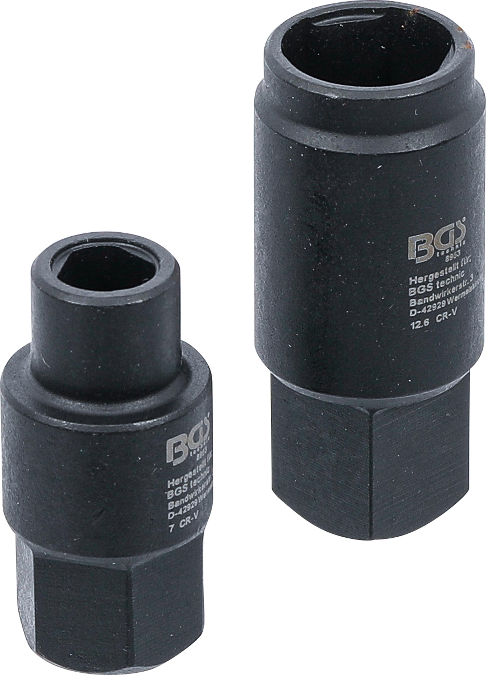 Jeu De 2 Douilles BGS Pour Pompes à Injection Bosch - 3 Pans - 7 Et 12,6 Mm - Neuf Sous Emballage