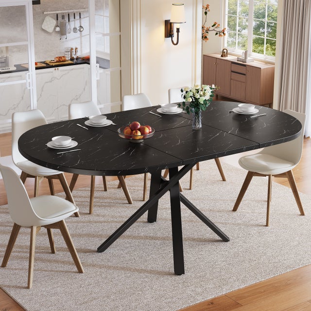 Tavolo da cucina rotondo minimalista Piano in MDF bianco ø 120 cm Base