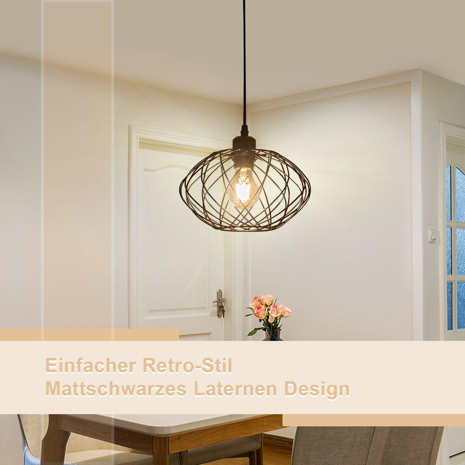 NETTLIFE Lampa wisząca Industrialna Czarna lampa wisząca - Vintage Metalowa lampa wisząca E27 Retro Lampa wisząca - 6