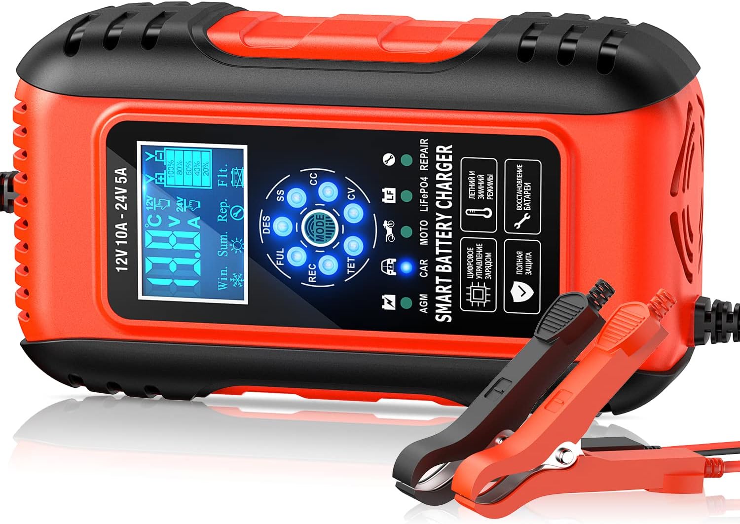 Chargeur de batterie de voiture 12 V-24 V, 20 A, chargeur à régime lent