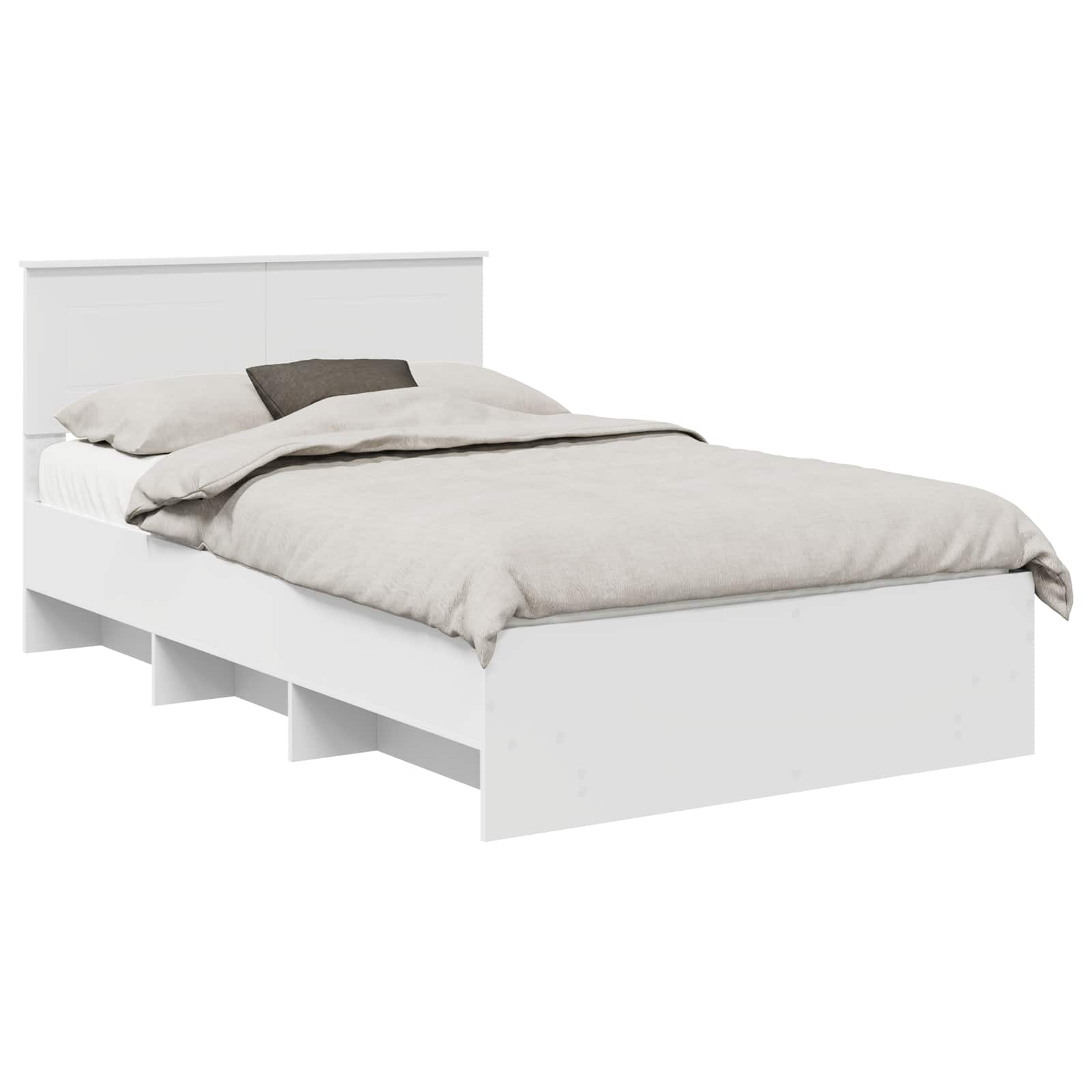 Cadre de lit blanc 120 x 123 cm en panneau de bois - 2
