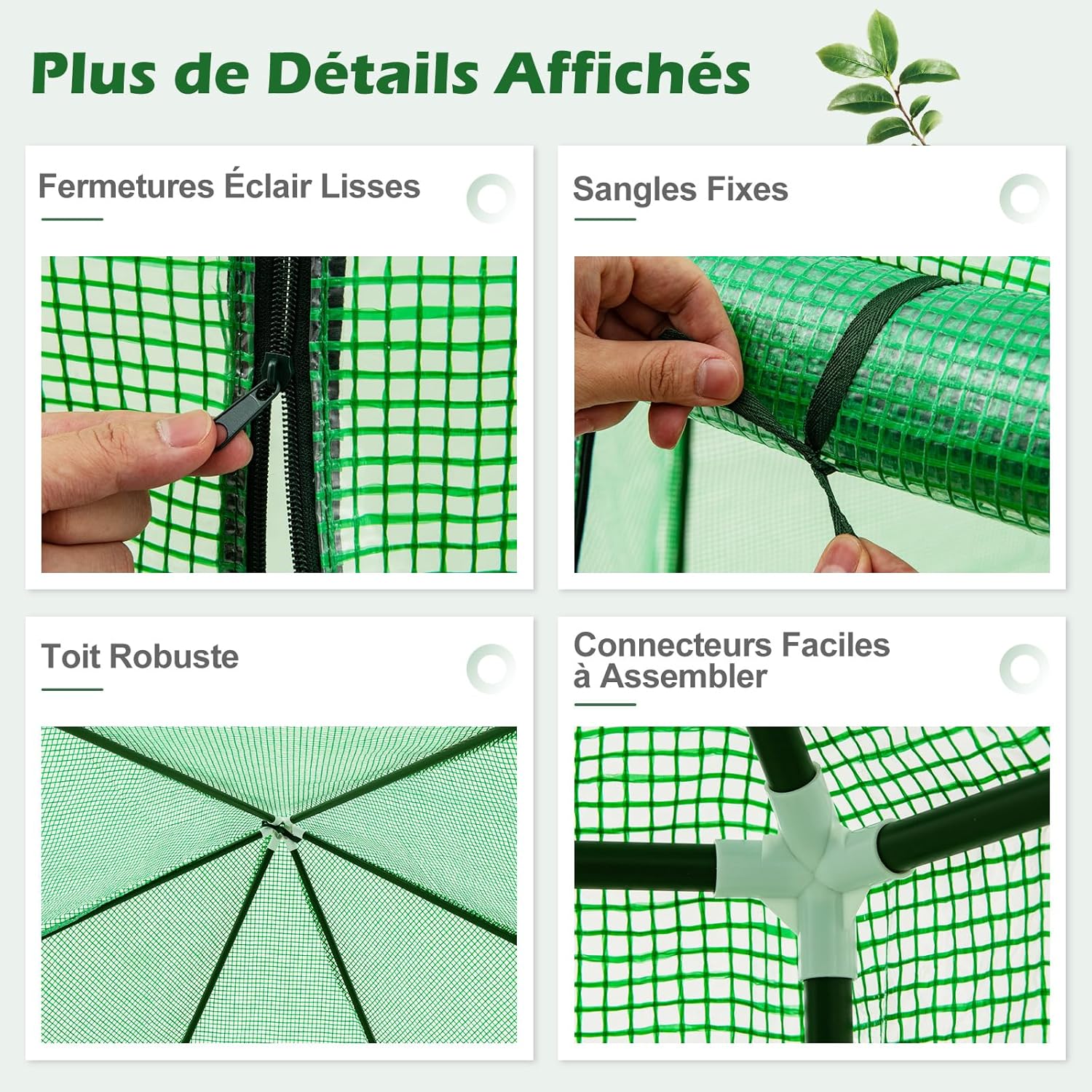 Serre de Jardin Extérieure avec Couverture en PE, Serre d'Extérieur Portable avec Structure en Métal Revêtu de PE Antirouille, 198 x 172 x 190 cm - 5