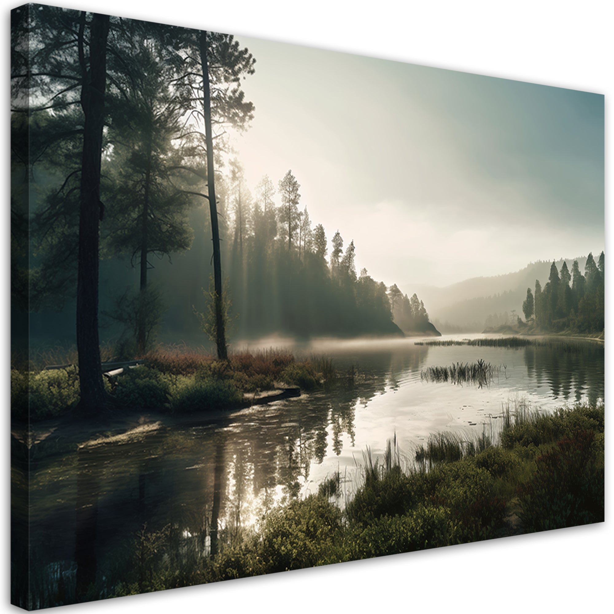Obraz na płótnie, Poranna mgła nad jeziorem 90x60