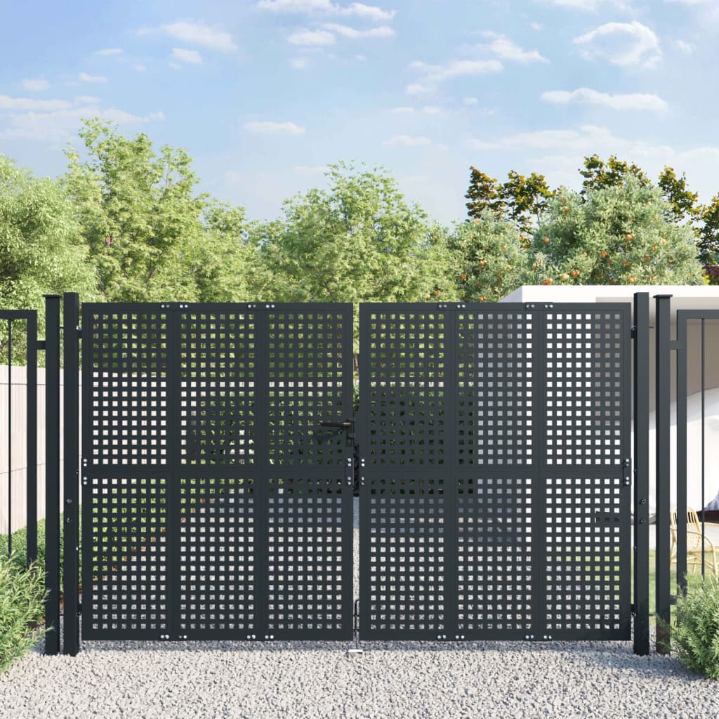 Cancello Da Giardino VidaXL In Acciaio Verde - Recinzione Di Sicurezza 306x175 Cm