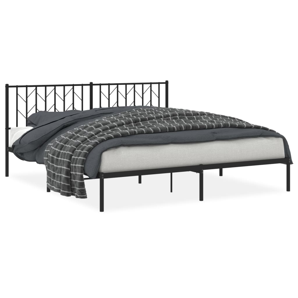 Estructura cama sin colchón con cabecero metal negro 180x200 cm vidaXL - 2