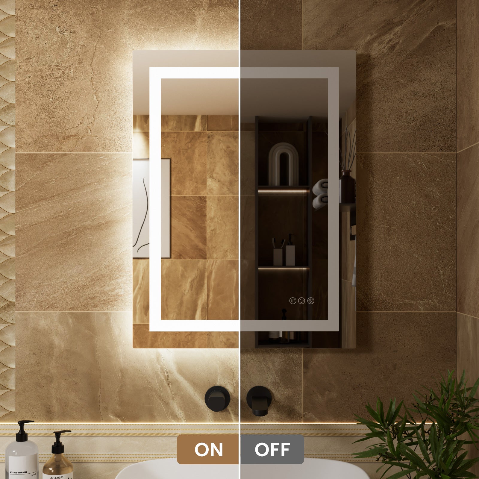 Espejo con Sensor LED, Espejo de Tocador de Inducción, Iluminación Regulable, IP64, Vertical/Horizontal para Baño (80x60cm), Plateado - 8