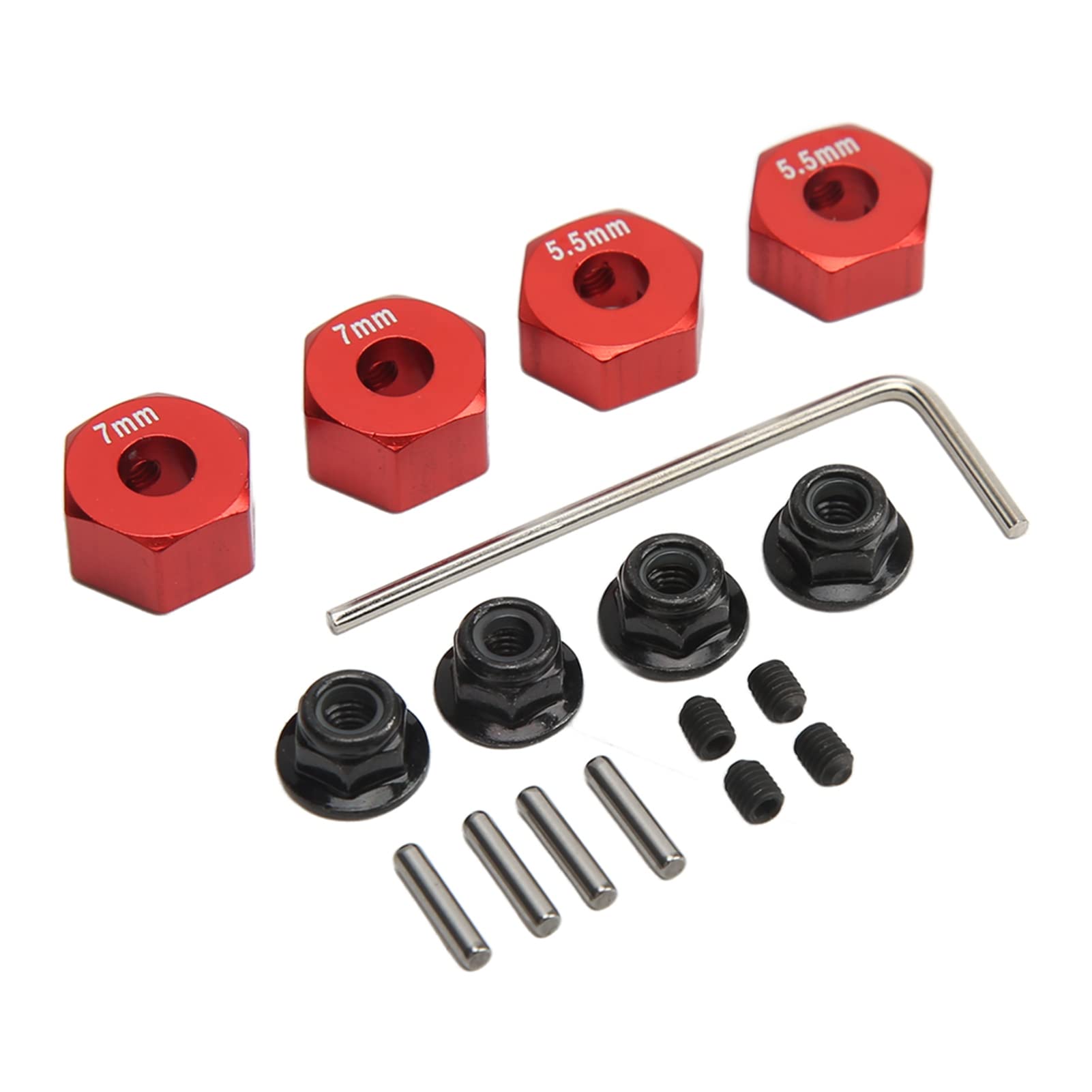 Set 4 Prolunghe Mozzi Esagonali 12mm, Altezza 23mm, Argento, Per Cerchi GDS Racing 1/10
