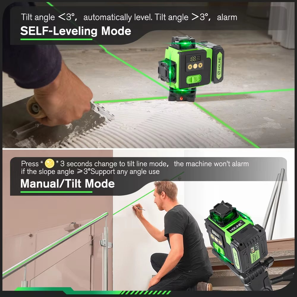 Livella laser 4D a 16 linee con treppiede, telecomando basato su app, ricaricabile, autolivellante, livellamento della linea verde a 360°, 6000 mAh - 3