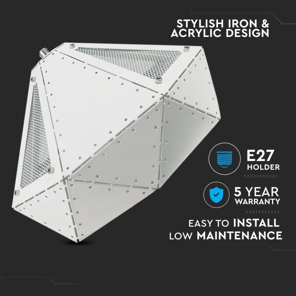 Żyrandol pryzmatyczny LED z metalu z uchwytem na żarówkę E27 (maks. 60 W), kolor biały - 5