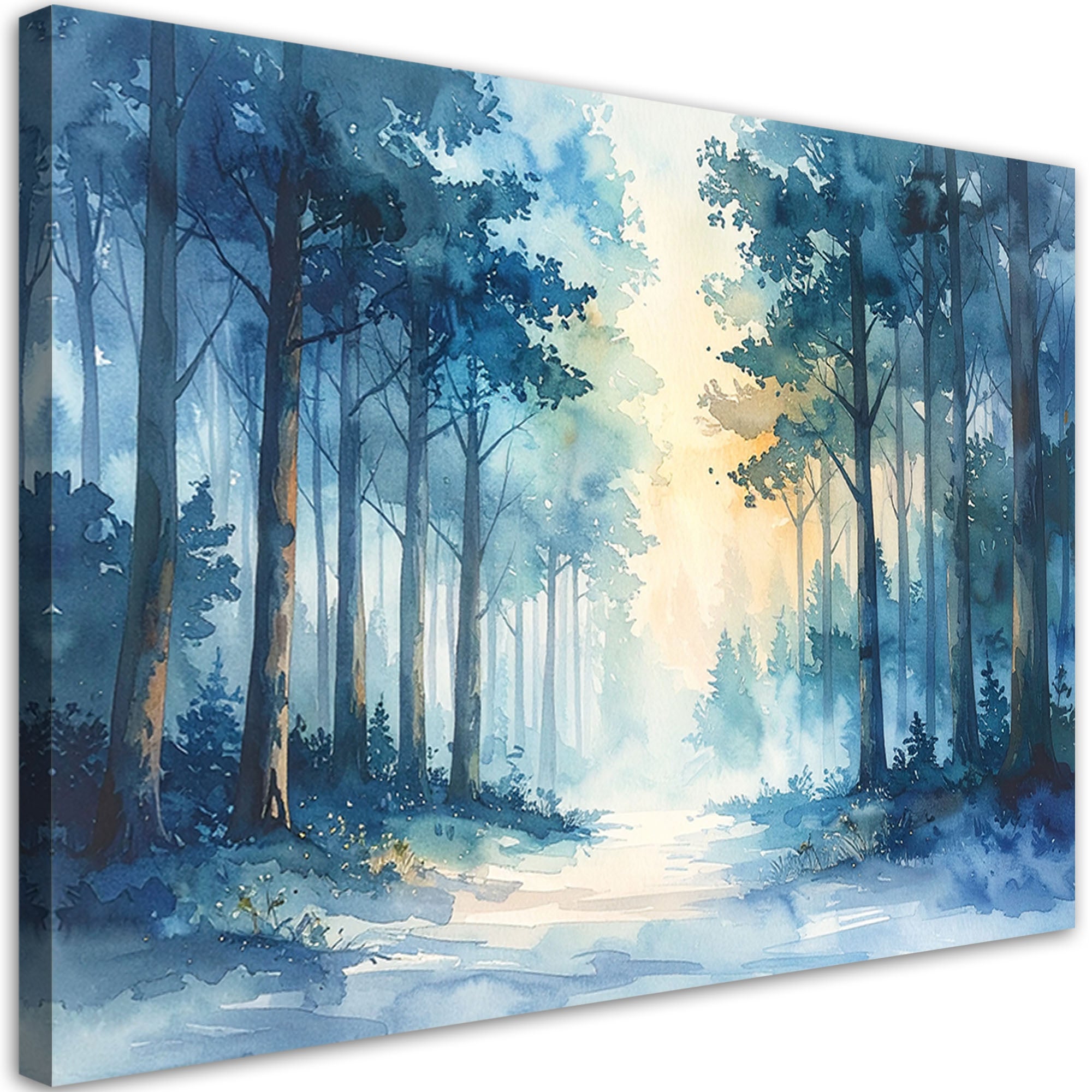 Obraz do salonu sypialni biura, Mglisty Las Pastelowy Krajobraz Natury w Stylu Scandi 90x60