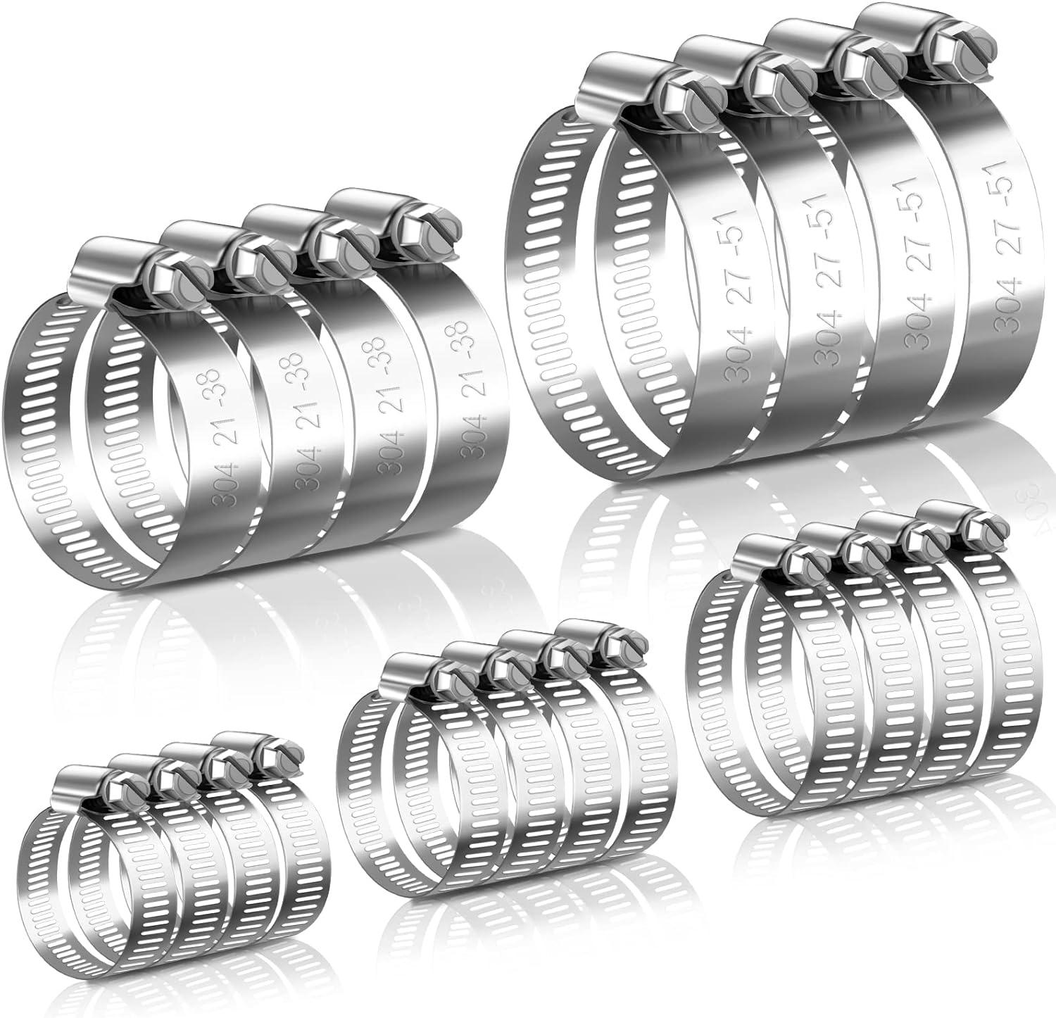 Lot De 10 Colliers De Serrage En Acier Inoxydable 304 - Diamètre Réglable 21 à 38 Mm