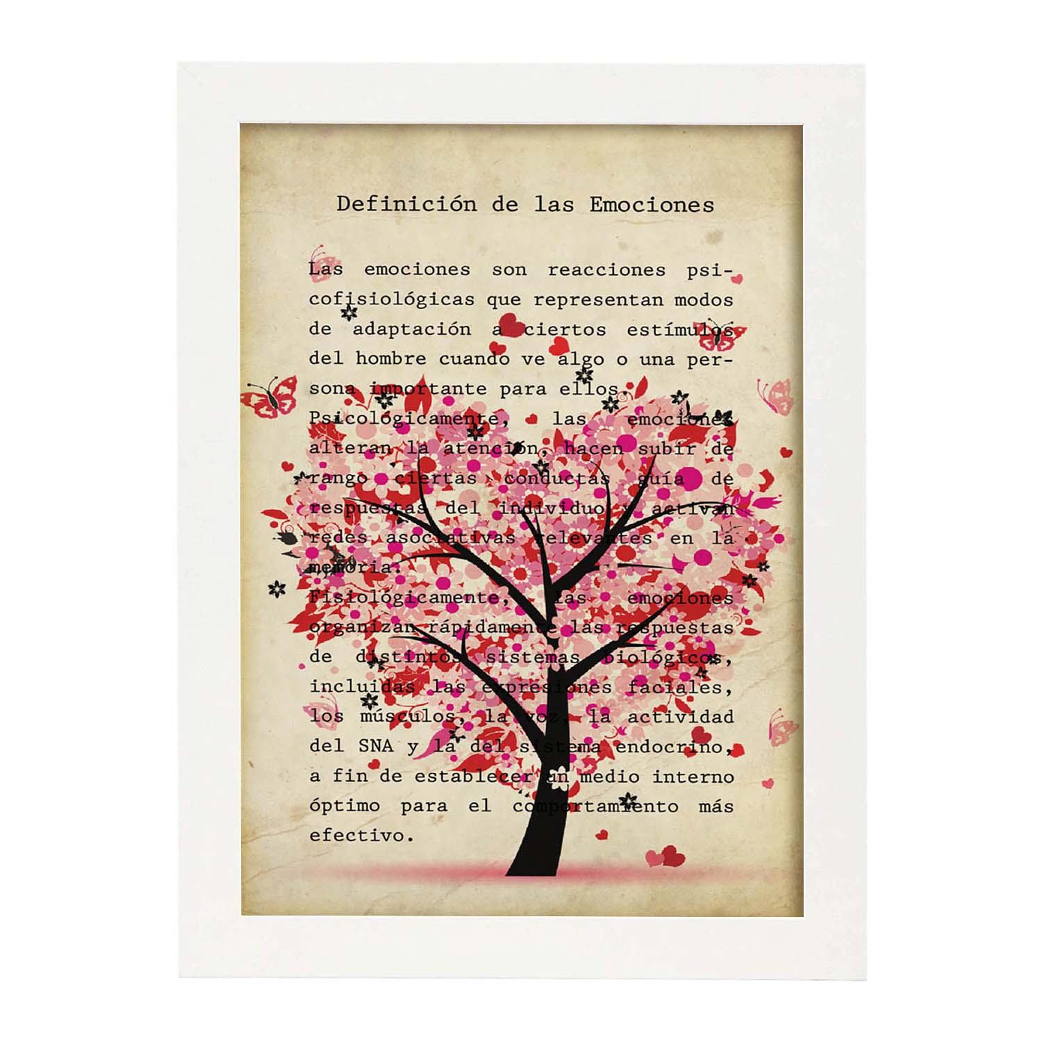 Poster De Arbol Corazon Rosa. Láminas Romanticas De Amor Con Definiciones.  Ilustraciones Para Tu Pareja, Familia, Mujer, ... Marco Negro - A3 | Leroy  Merlin