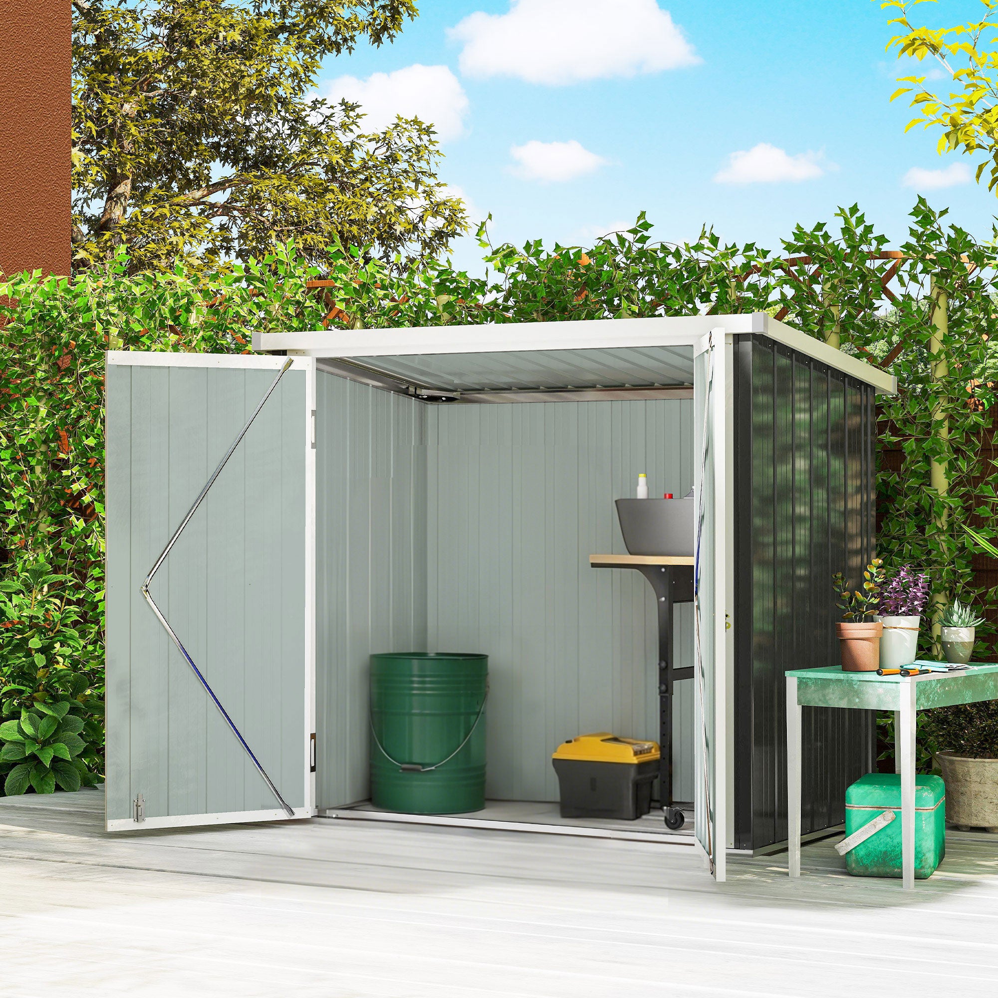 Cobertizo de jardín 1,26 m² con 2 puertas Outsunny 147x86x134cm negro - 2