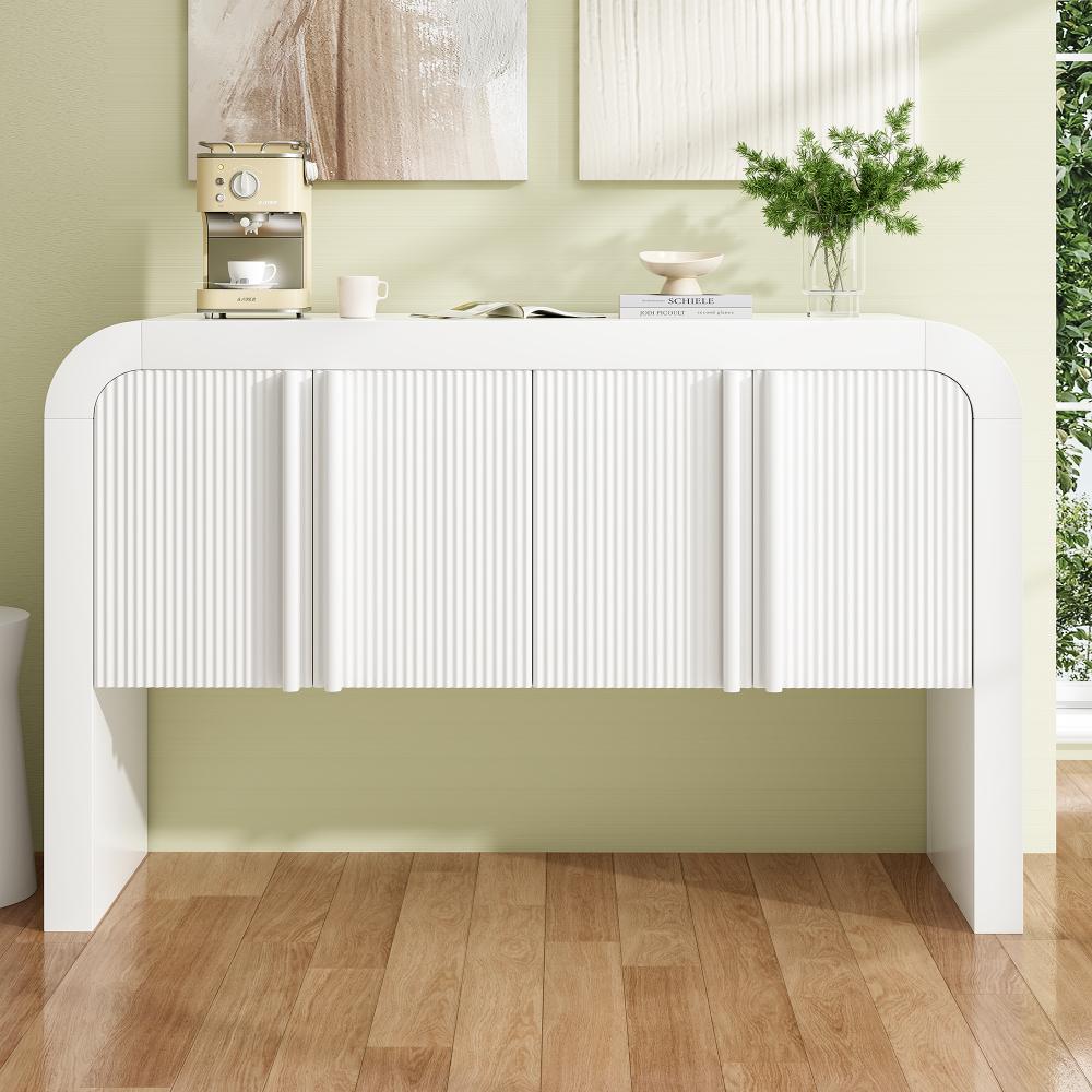 Nowoczesna szafka dolna z magnetycznymi drzwiami i zaokrąglonymi narożnikami, modułowa do przechowywania w kuchni, salonie, biała - 120×75×39,8 cm