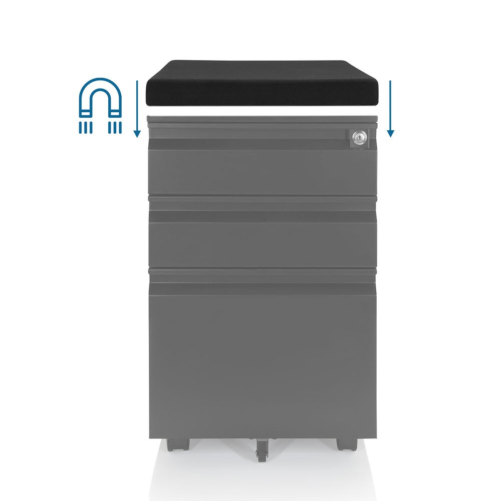 Cassettiera su ruote COLOR OS Acciaio nero incl. cuscino di seduta nero hjh OFFICE - 2