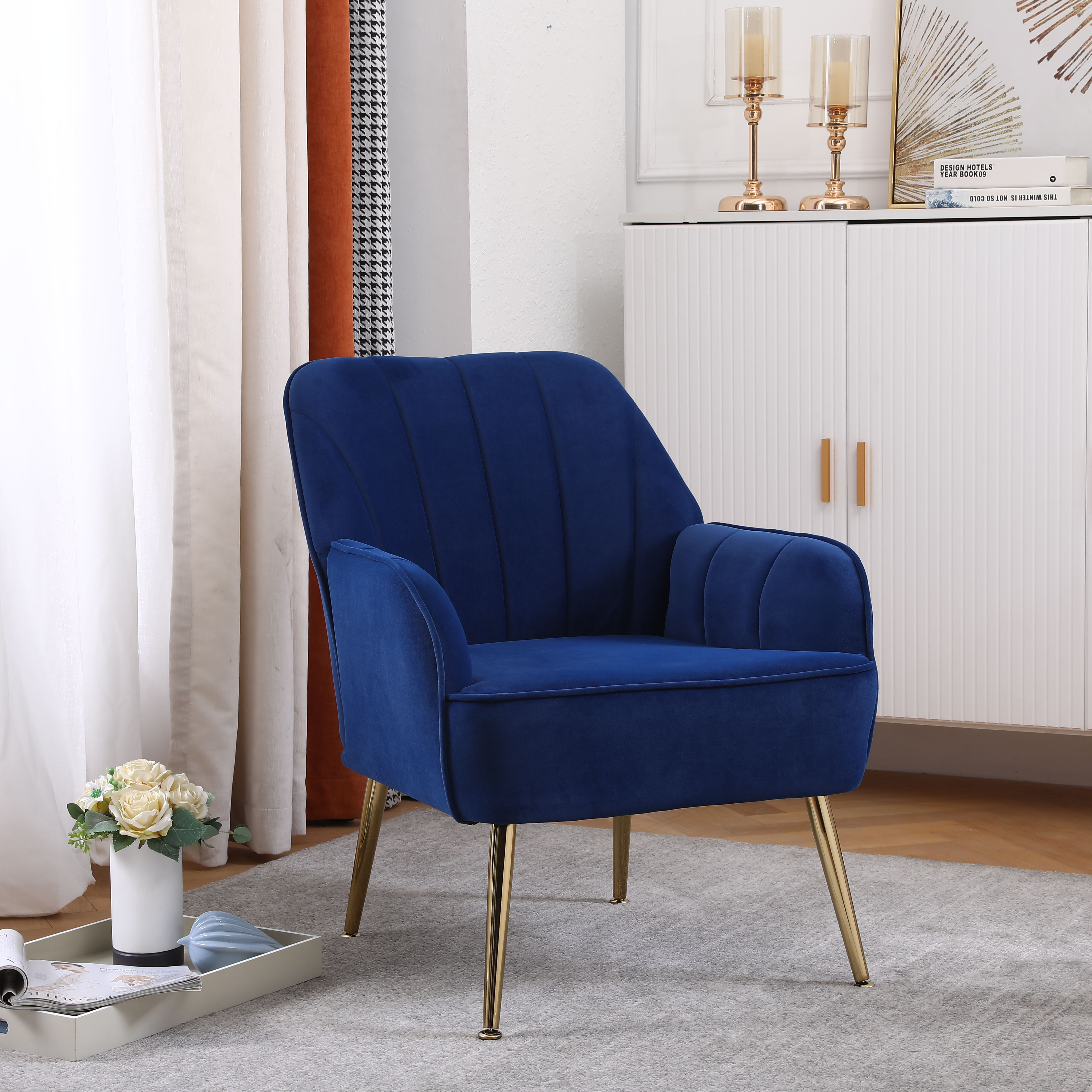 Fauteuil Tissu Bleu VidaXL - Canapé Salon/séjour/bureau - Meuble Moderne
