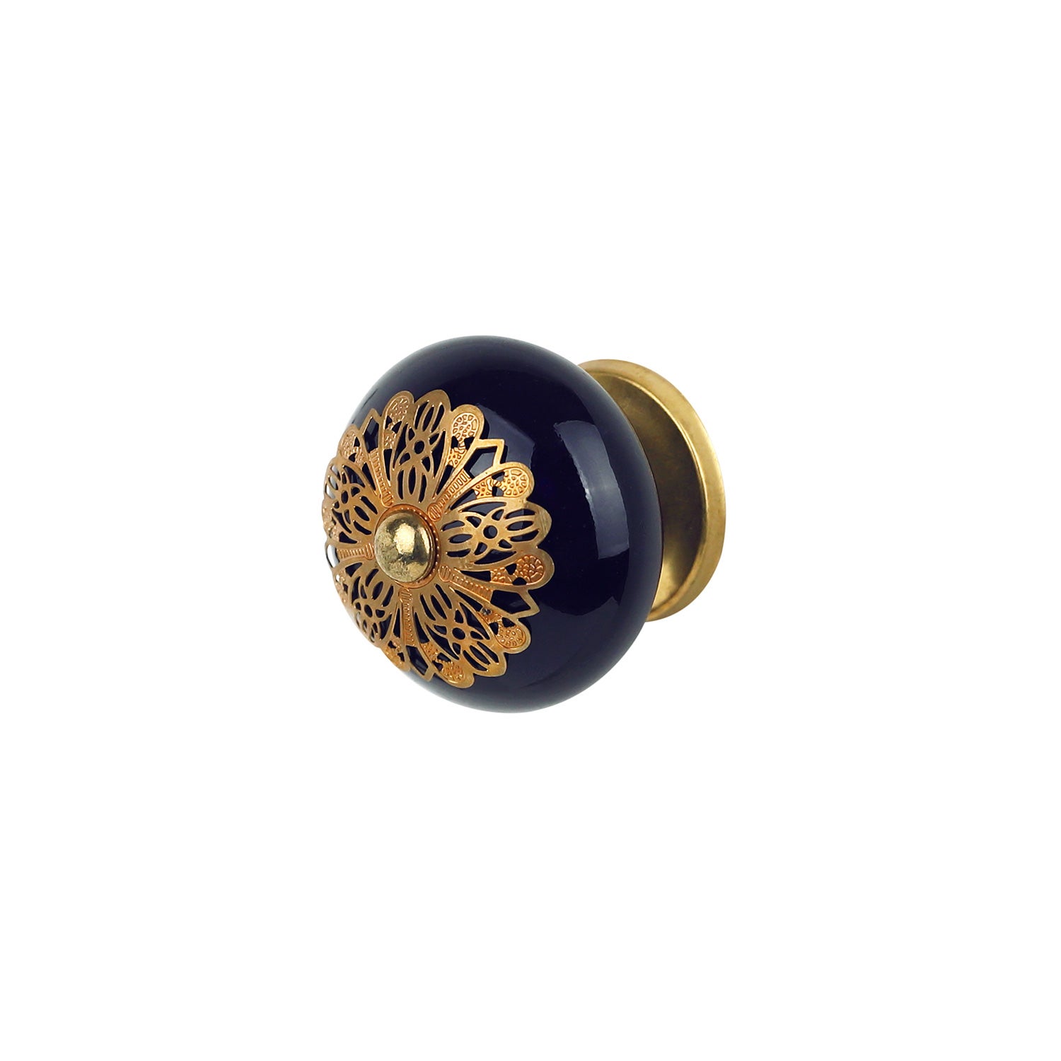 Bouton de meuble JASMINE, Porcelaine bleu Ø40 mm - 2