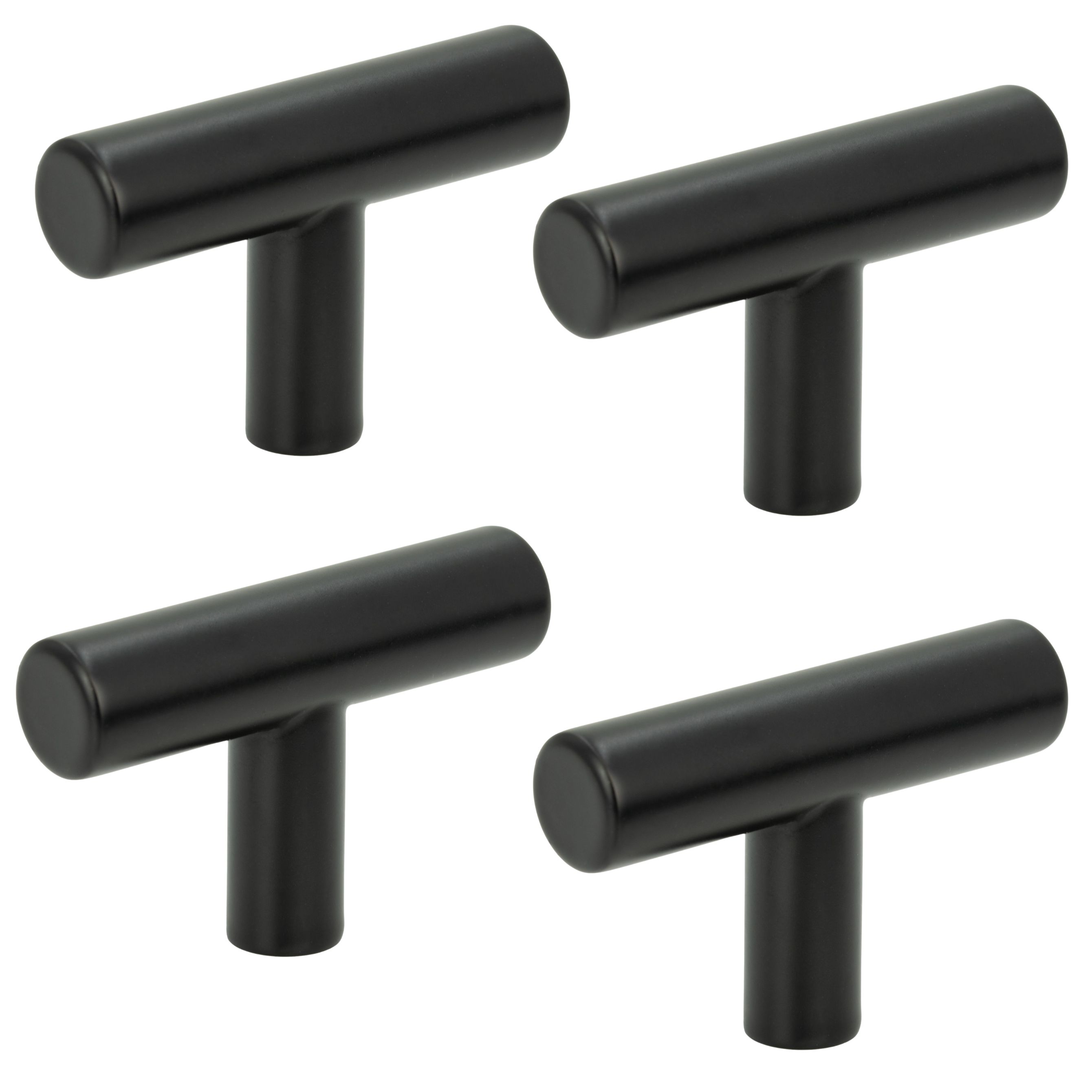 4 x Gałka meblowa reling metalowa 5 cm czarna nowoczesna