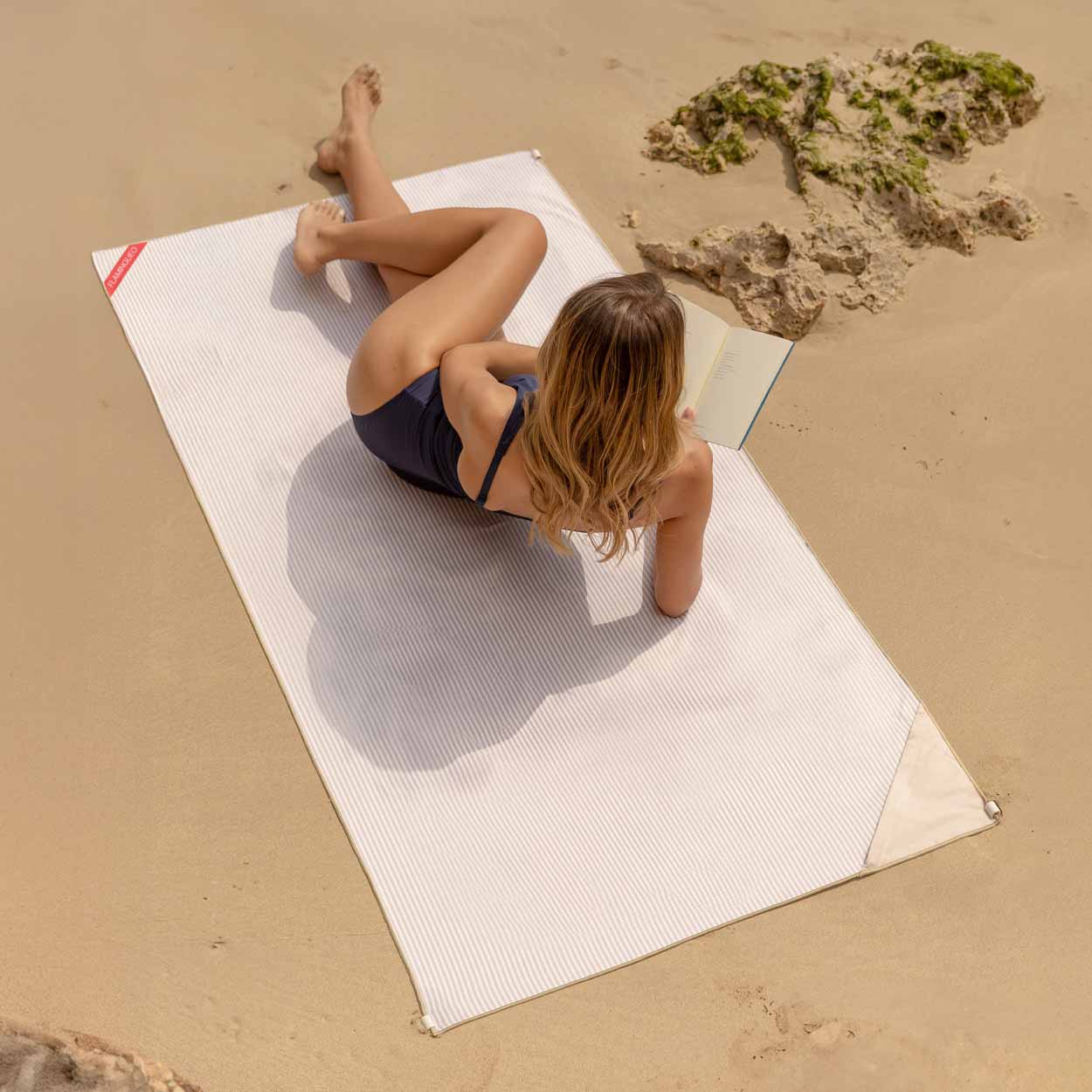 Flamingueo Serviette Plage Piscine Microfibre 180x90cm Beige - 7