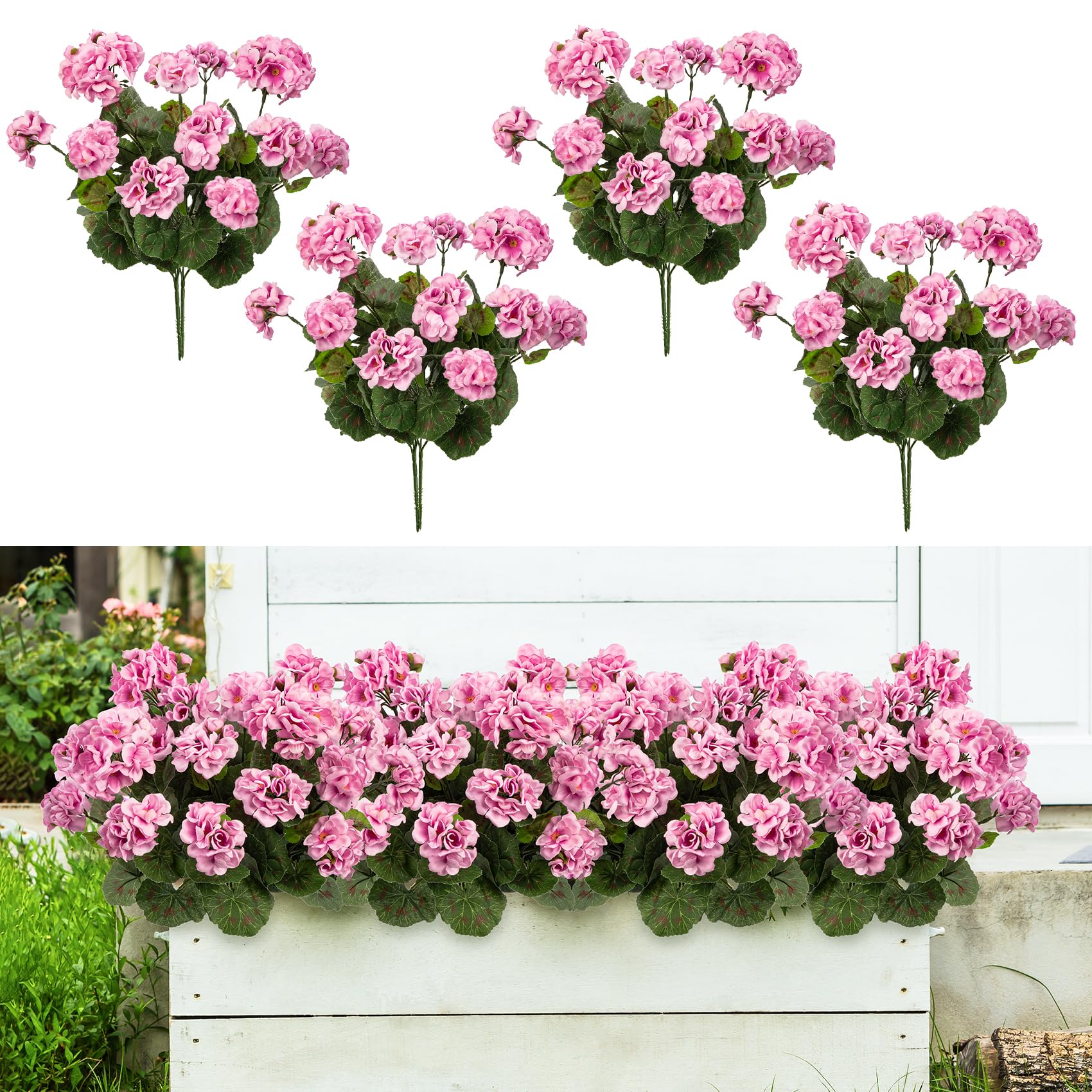 8 fasci di fiori artificiali in bosso finto arbusti resistenti ai raggi