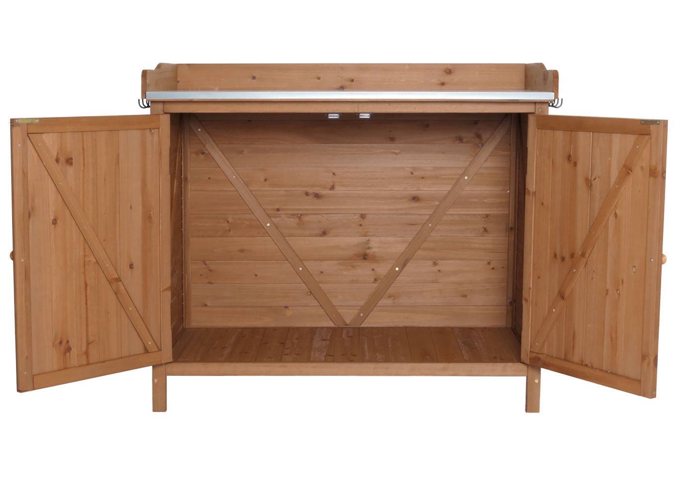 Meuble de jardin avec plan de travail HWC-L69, Table à plantes 86x104x52cm ~ marron - 8