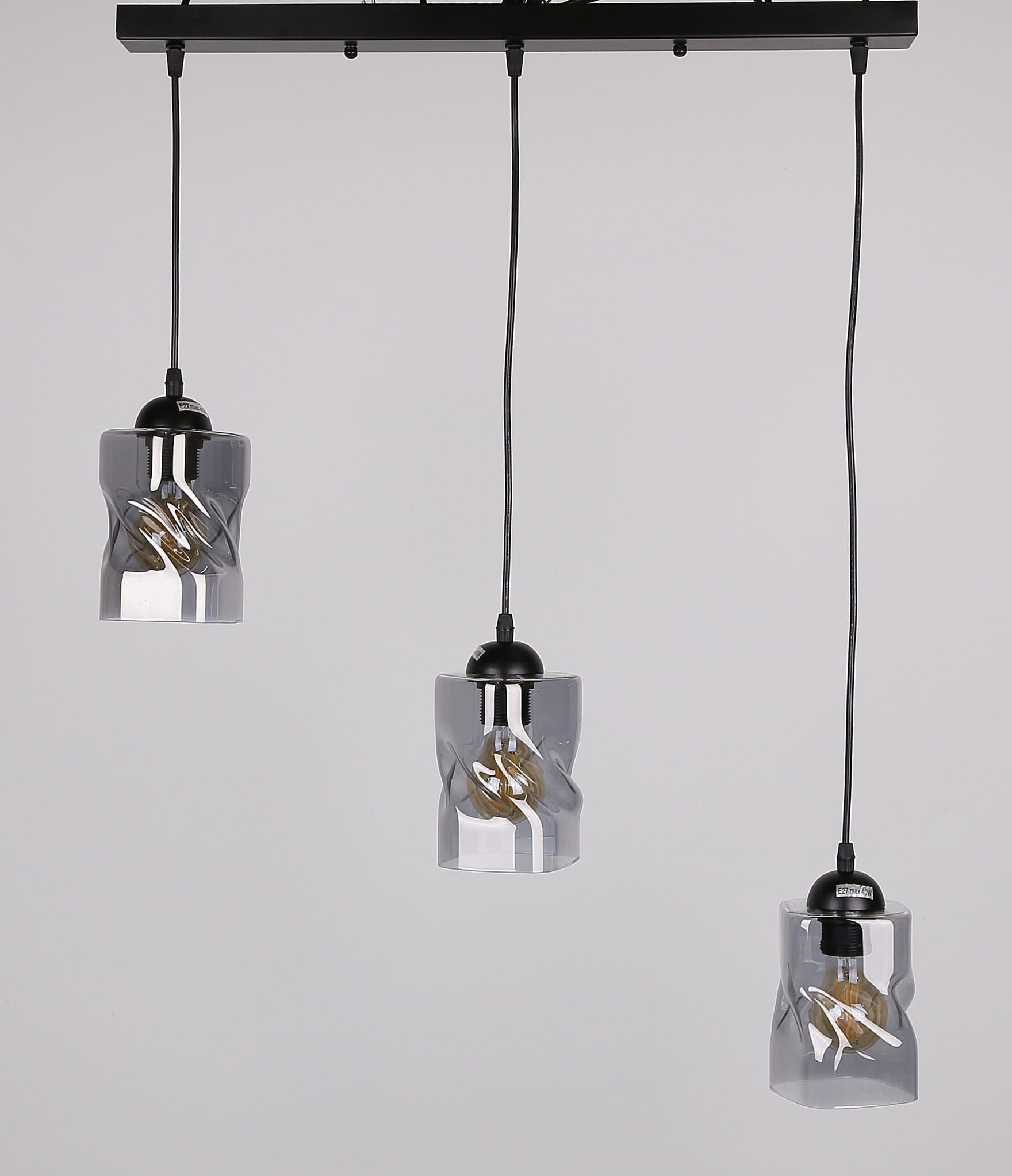 Lampa wisząca Felis czarno-szara 3xE27x60W wym: 100 x 62 x 10 cm szkło Candellux - 2