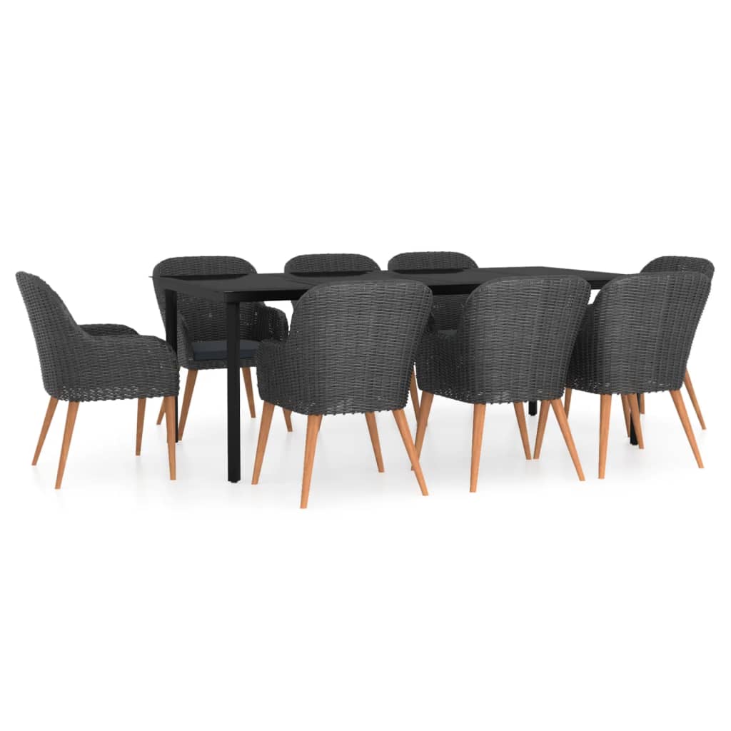 Maison Exclusive - Set da Pranzo da Giardino 9 pz con Cuscini Nero - 2