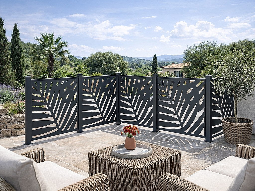 Clôture à poser en aluminium à motif tropical en découpe laser - Kit extension - H114 x L110 cm - Anthracite - TOGIRO - 7