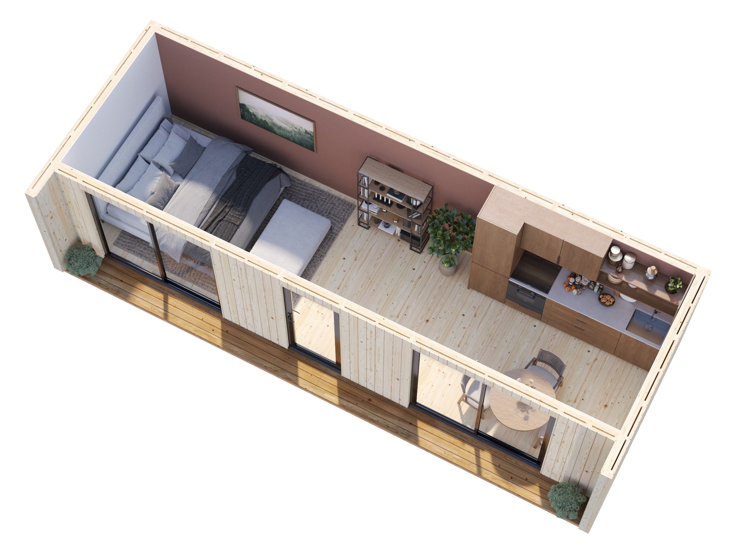Tiny house en bois Johanna - PALMAKO - 22,4 m² - 901X339 cm - Baies coulissantes double vitrage trempé - 4