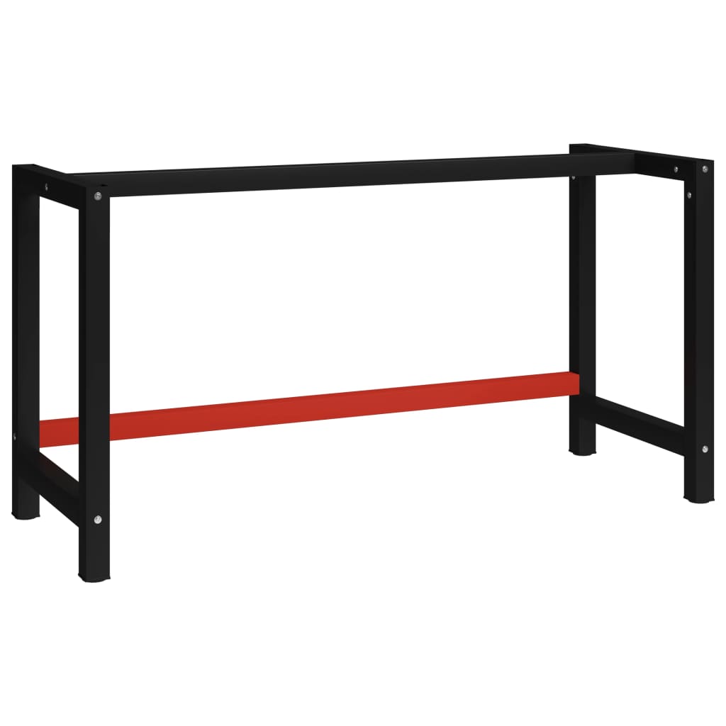 vidaXL Cadre de banc de travail Métal 150x57x79 cm Noir et rouge - 8