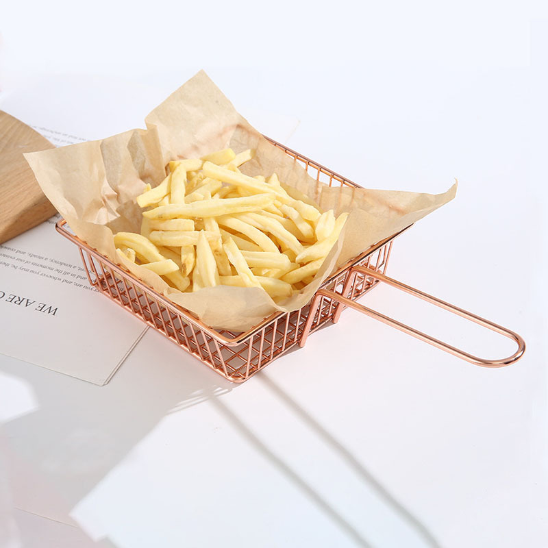 Mini panier de friture carré en fer électroplaqué, panier à frites et snacks style américain - 2
