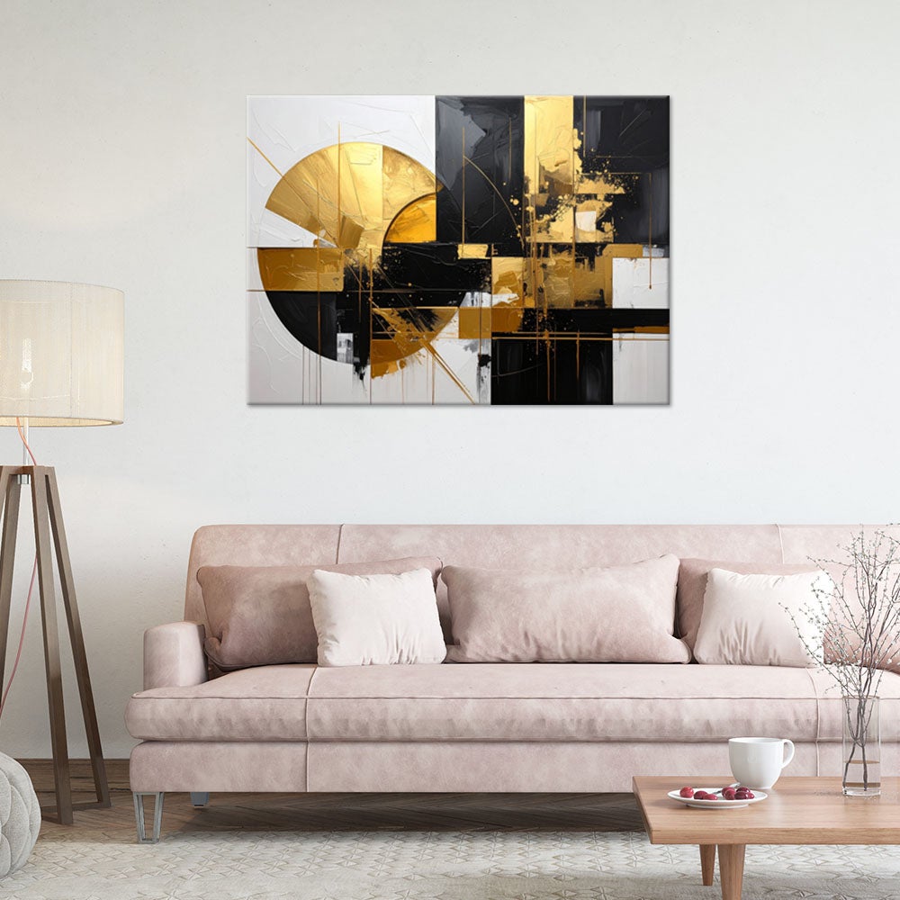 Obraz do salonu sypialni biura, Geometryczna abstrakcja złote akcenty 120x80 - 2