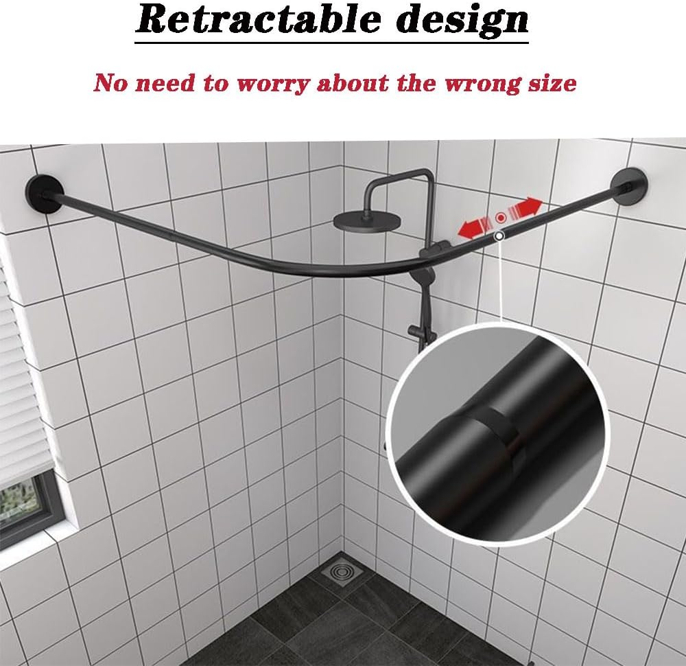 Barre de Douche en Acier Inoxydable en Forme L Extensible 80-100cm x 80-100cm sans Perçage pour Baignoire Coin Salle de Bain - 4