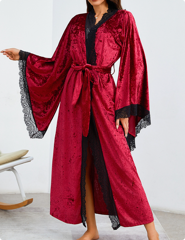 Peignoir de bain kimono en satin et soie pour femme - 5