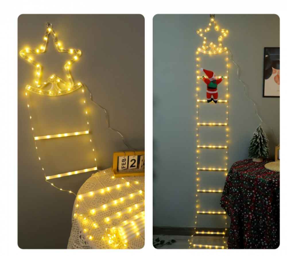 Świąteczne lampki LED, 220 cm, dekoracja świąteczna ze Świętym Mikołajem, 8 trybów, ozdoby świąteczne na zewnątrz, lampki do wnętrz, na zewnątrz, - 4