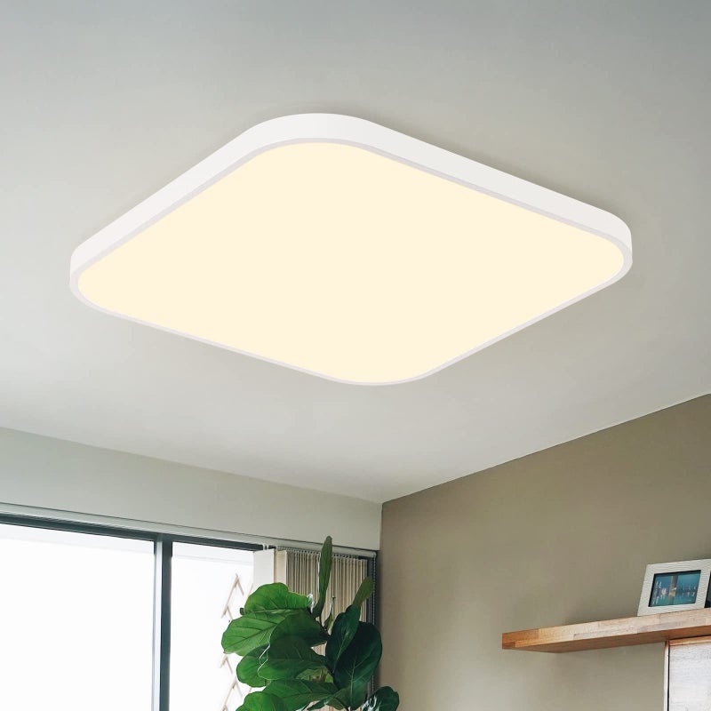 ZMH Lampa sufitowa LED 27 cm kwadratowa płaska IP44 19 W sypialnia korytarz