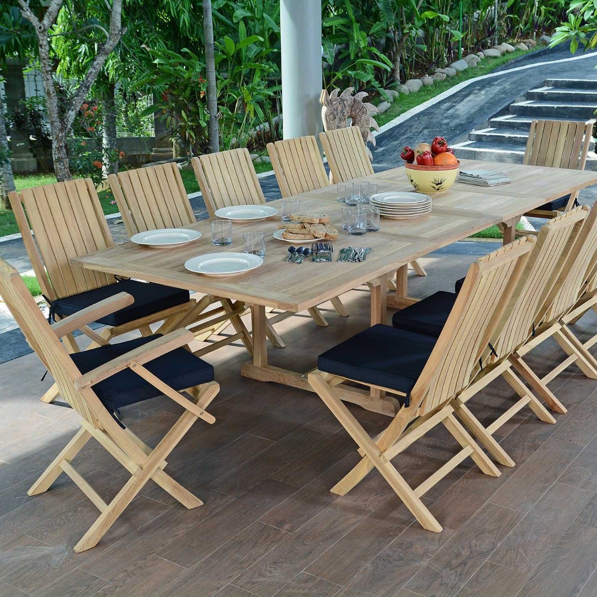 Tavolo rettangolare allungabile Sydney in teak massiccio 194/294 x 110 cm - 8