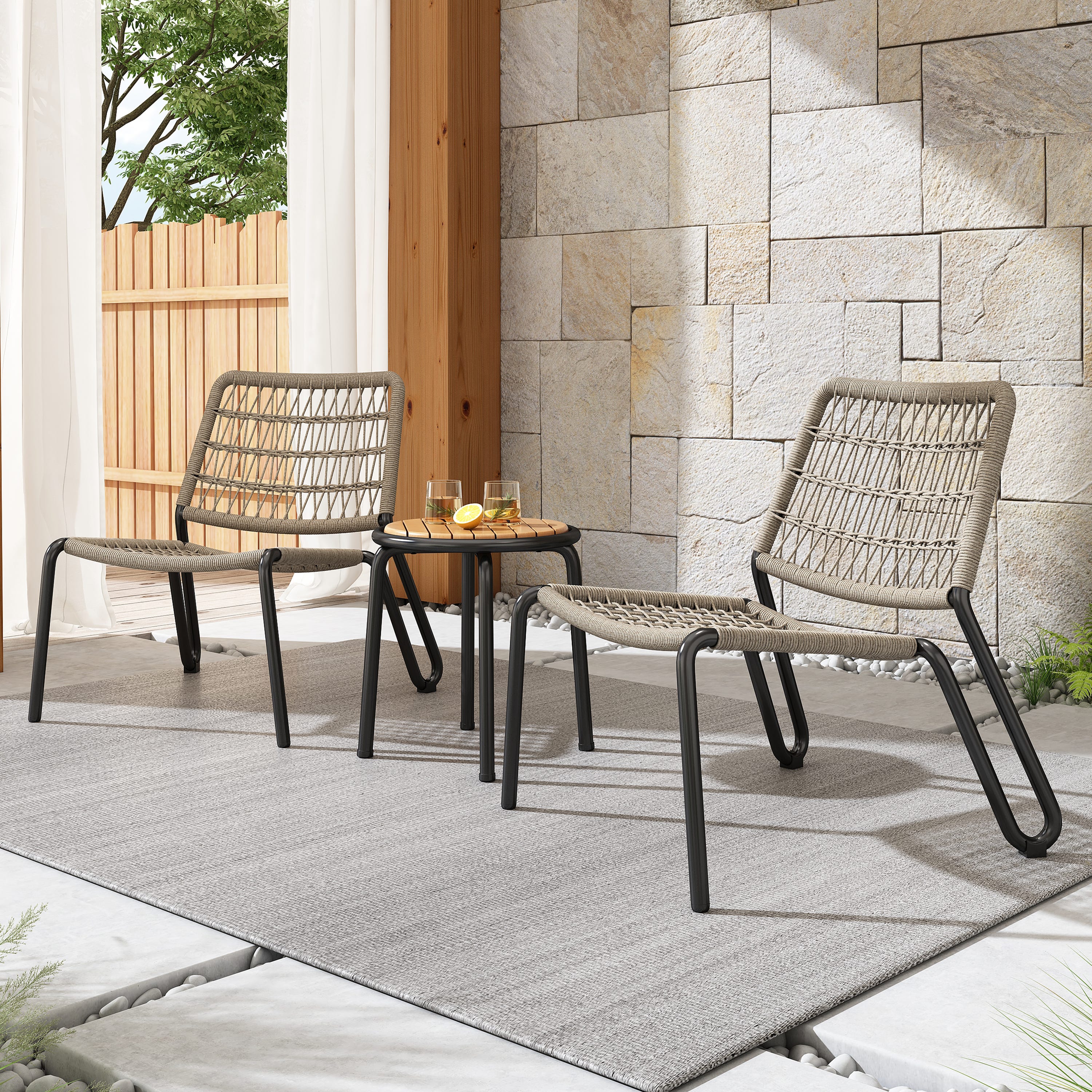Set De Bistro AKORD Orion - 2 Chaises Pliantes + 1 Table Ronde - Salon De Jardin Métal Vert - Pour Balcon, Terrasse, Jardin