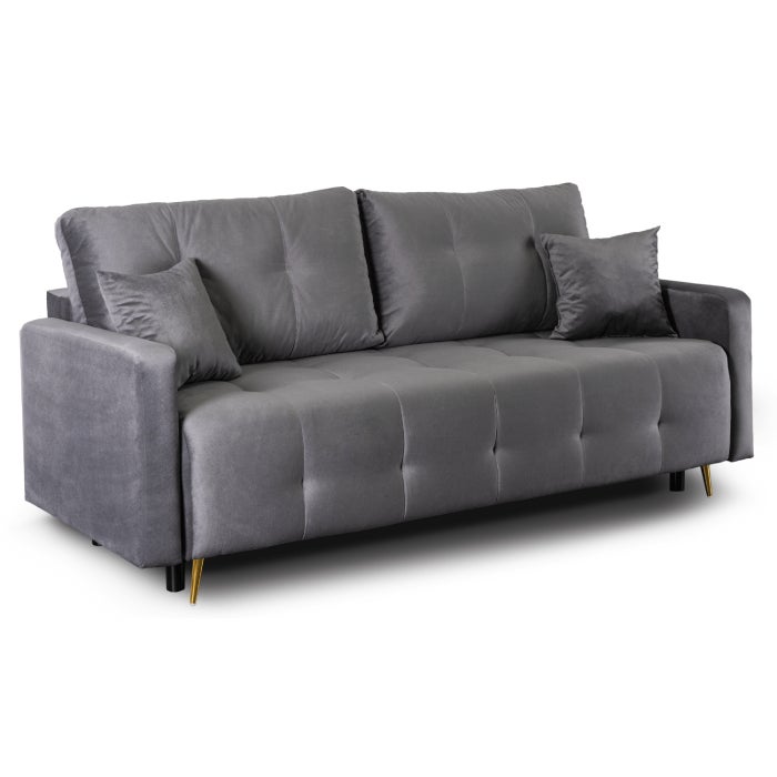 Sofa Kanapa Rozkładana z Funkcją Spania Wersalka Dwuosobowa Szara SEUL