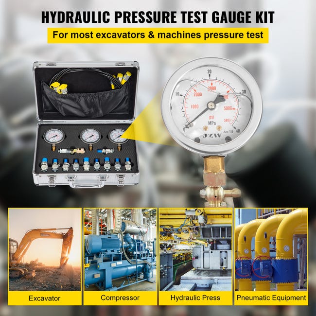 Kit Test Pression Hydraulique 400bar Kit Testeur Pression Hydraulique 0-400 BAR - Avec Manomètre Et Tuyau 1.5m | Raccord M16x2-BSP1/4 | Pour Diagnostics Kit Test Pression Hydraulique 400bar Kit Testeur Pression Hydraulique 0-400 BAR - Avec Manomètre Et Tuyau 1.5m | Raccord M16x2-BSP1/4 | Pour Diagnostics