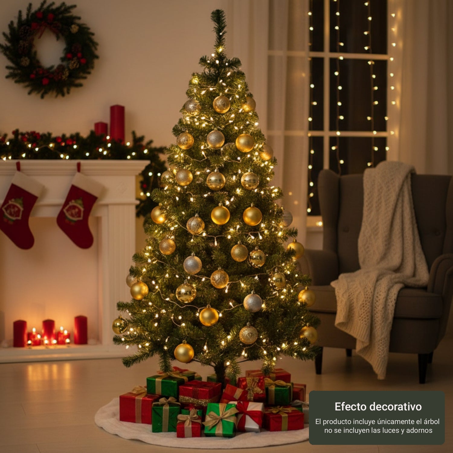Árvore de Natal Clássica 150 cm Altura | Base Antiderrapante | Verde | Sem enfeites - 3