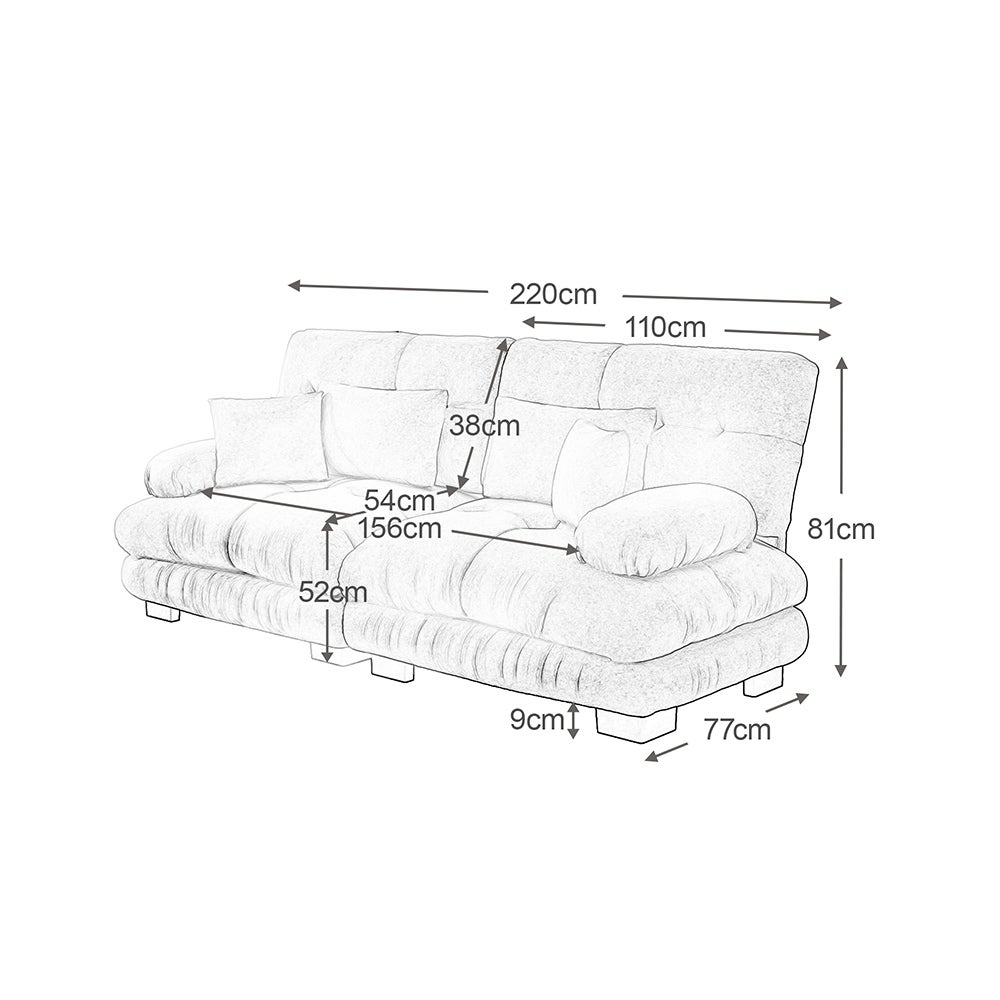 Canapé d'angle Cloud double chenille, 2 coussins lombaires + 2 décoratifs, structure bois, rose. - 7
