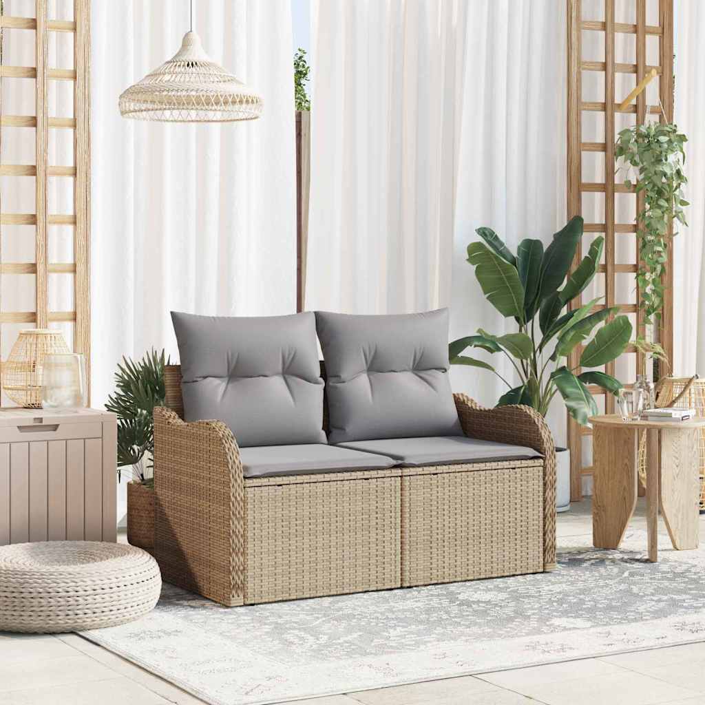 Sofa Ogrodowa z poduszką Beżowy 121 x 62 x 69cm polirattan vidaXL