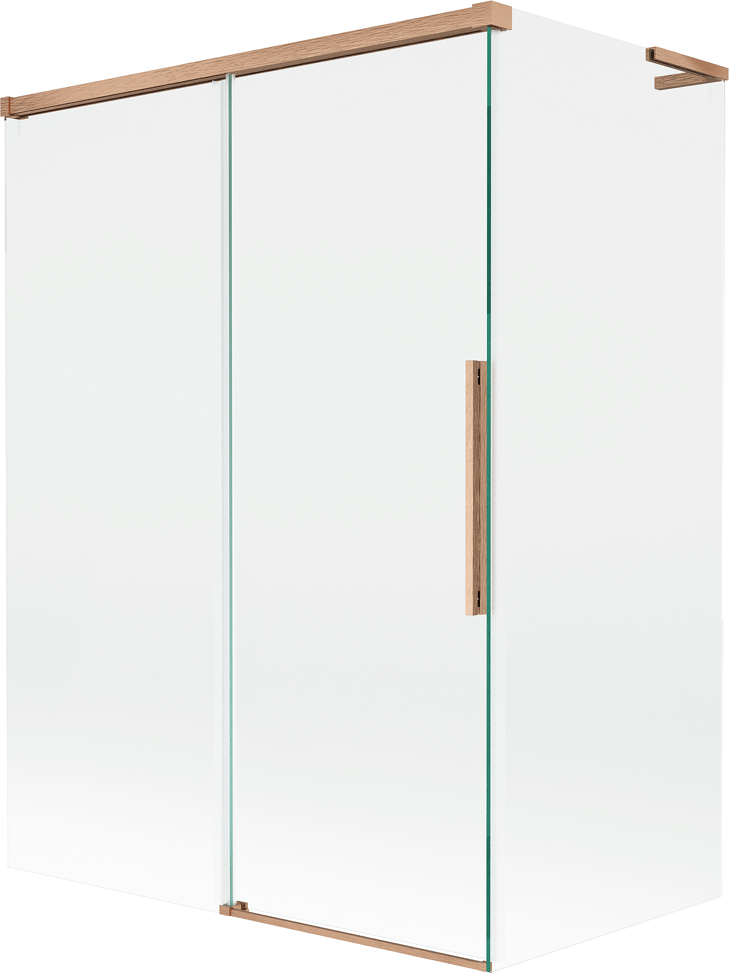 Mexen Rox L parawan nawannowy 2-skrzydłowy rozsuwany 120 + 70 x 150 cm, transparent, miedź szczotkowana - 8C9L-120-070-65-00