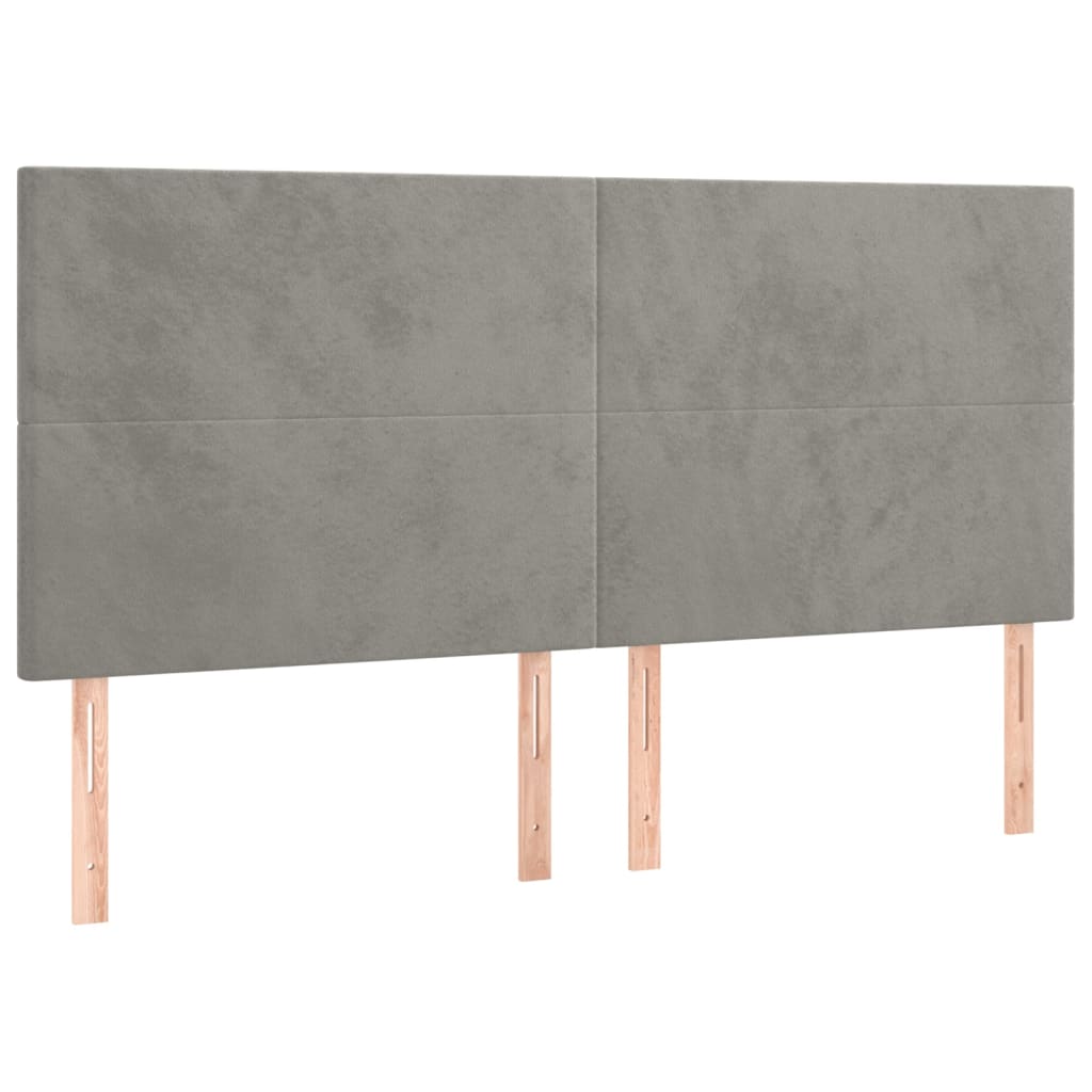Cadre de lit sans matelas gris clair 200 x 200 cm en velours - 9