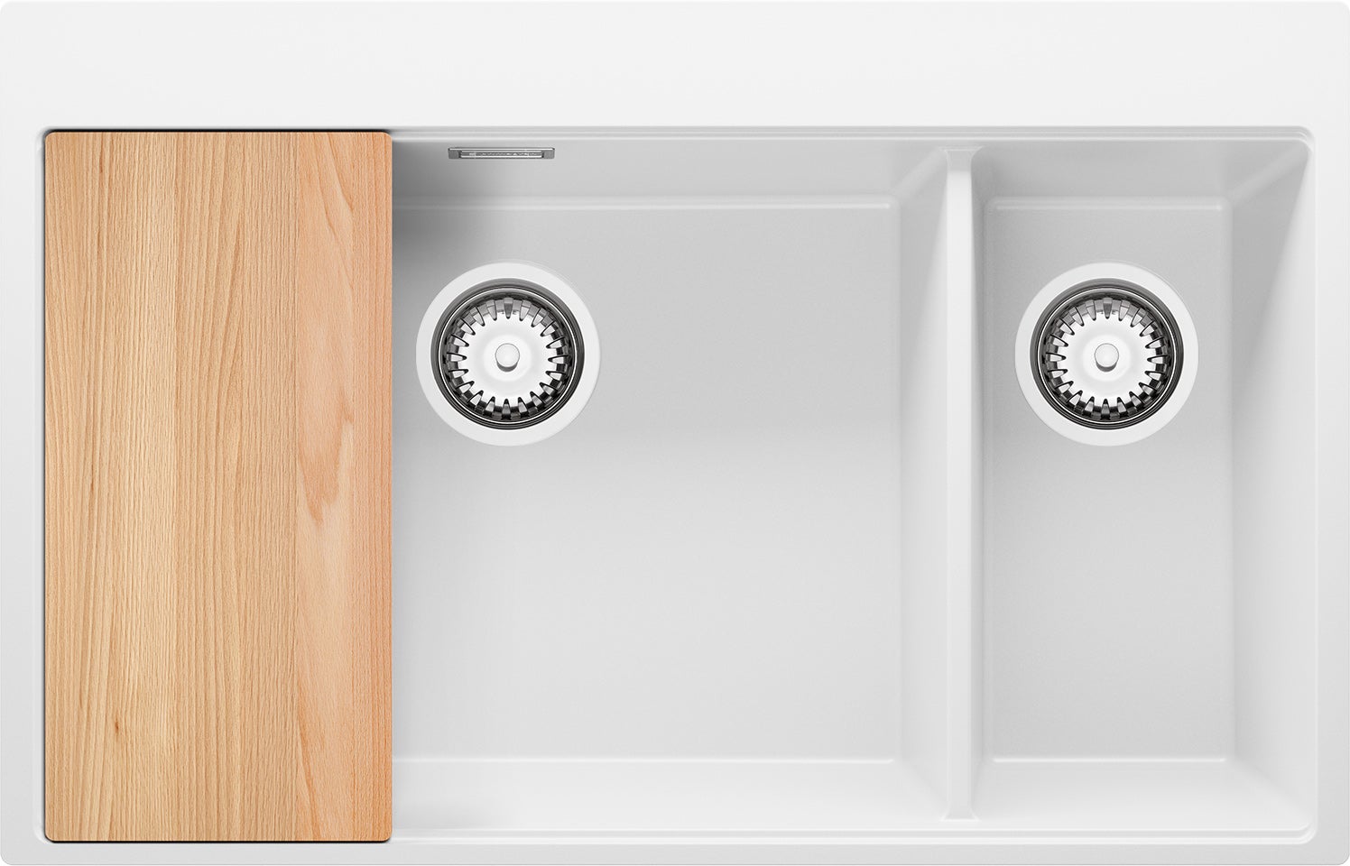 Zlewozmywak Biały 78x50cm, Zlew Kuchenny 2 Komorowy + Syfon + Deska, Nablatowy do szafki od 80cm - Oslo Duo PRIMAGRAN