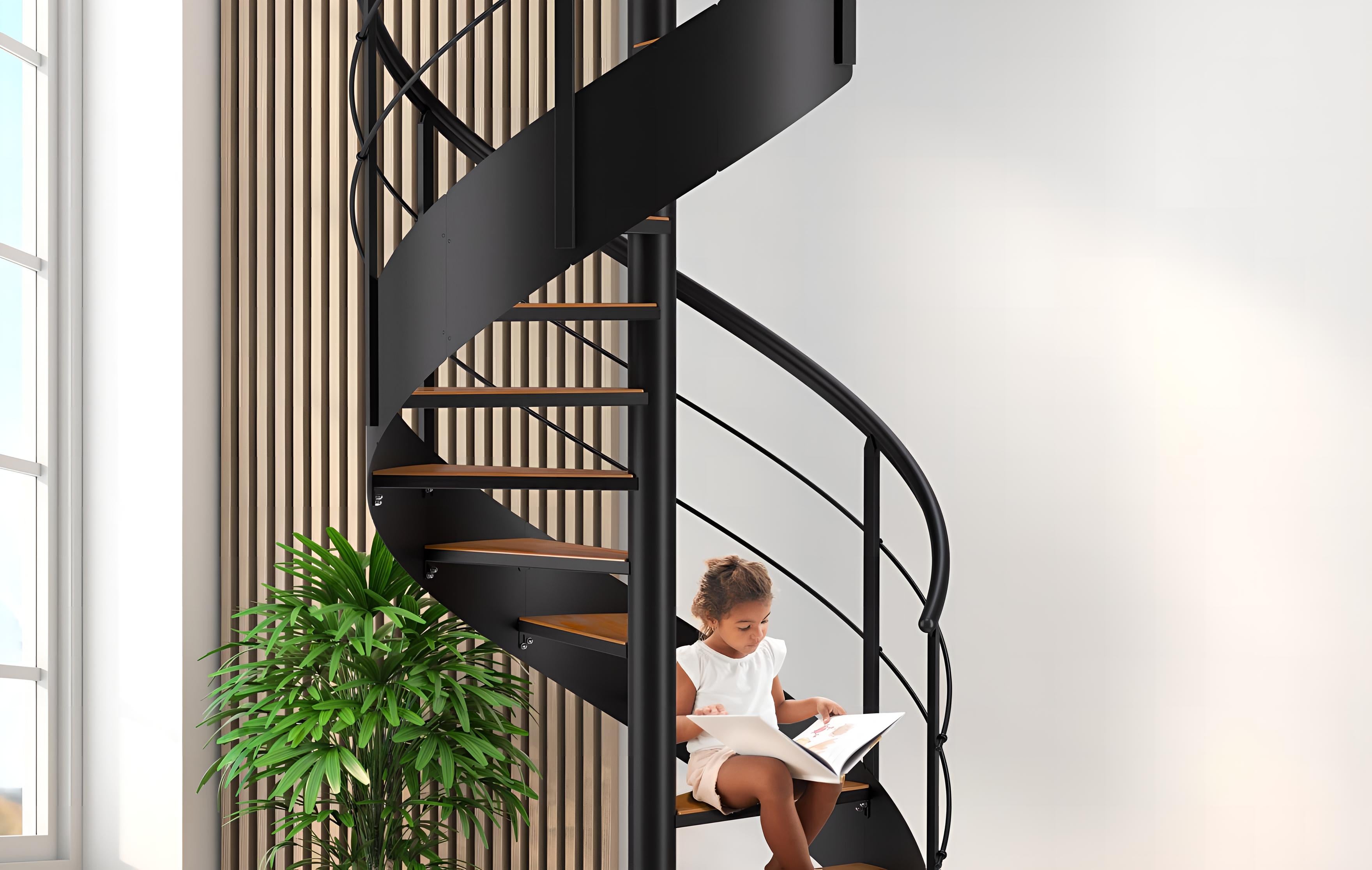 ESCADA EM ESPIRAL CAMBRIDGE EM FAIA VOLTA A ESQUIERDA ø140cm - ALT.315cm - SOGEM - 3